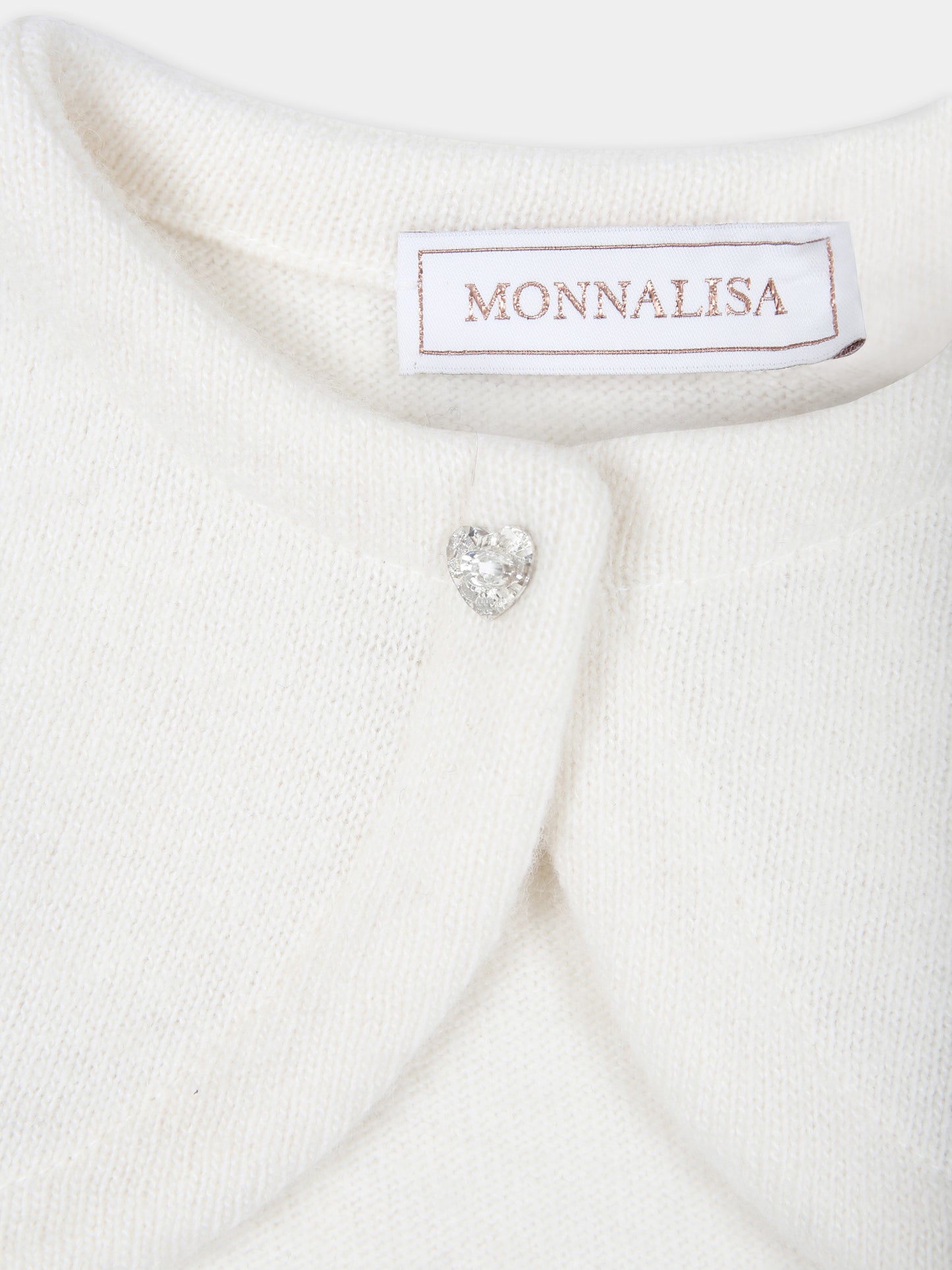 Cardigan avorio per neonata con cuore,Monnalisa,37DCAR 4204 0001