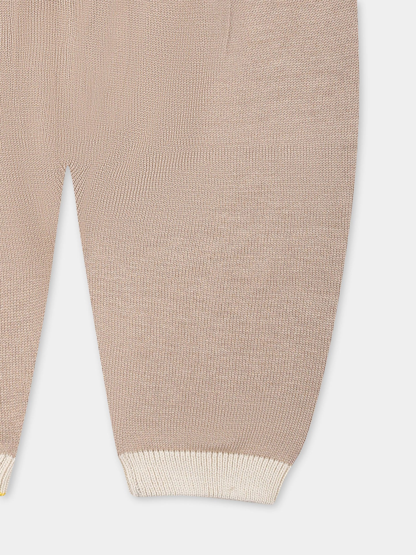 Beige trousers for baby boy with waves