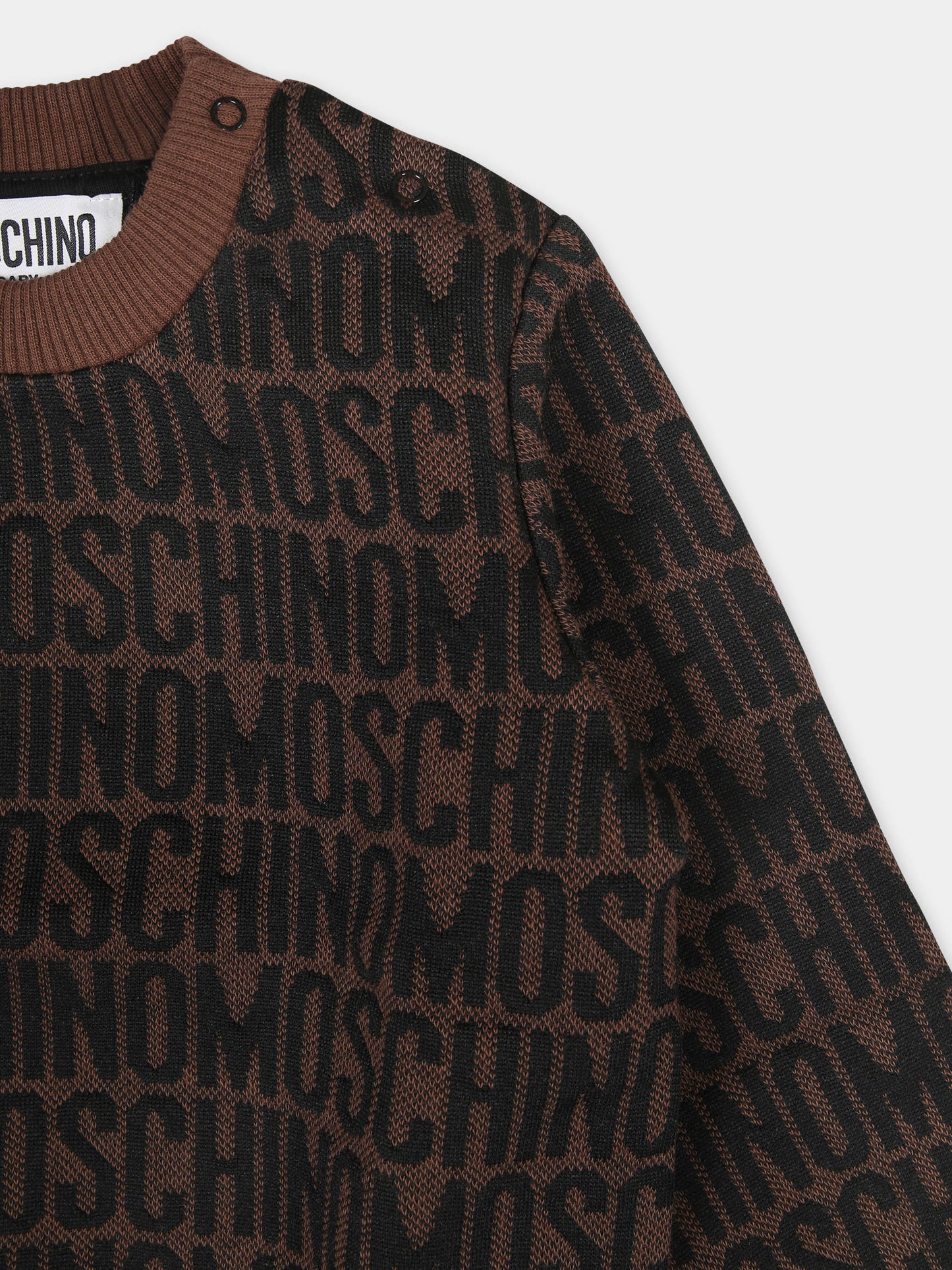 Completo marrone per neonati con logo all over,Moschino Kids,MSK02P M0F14 86196