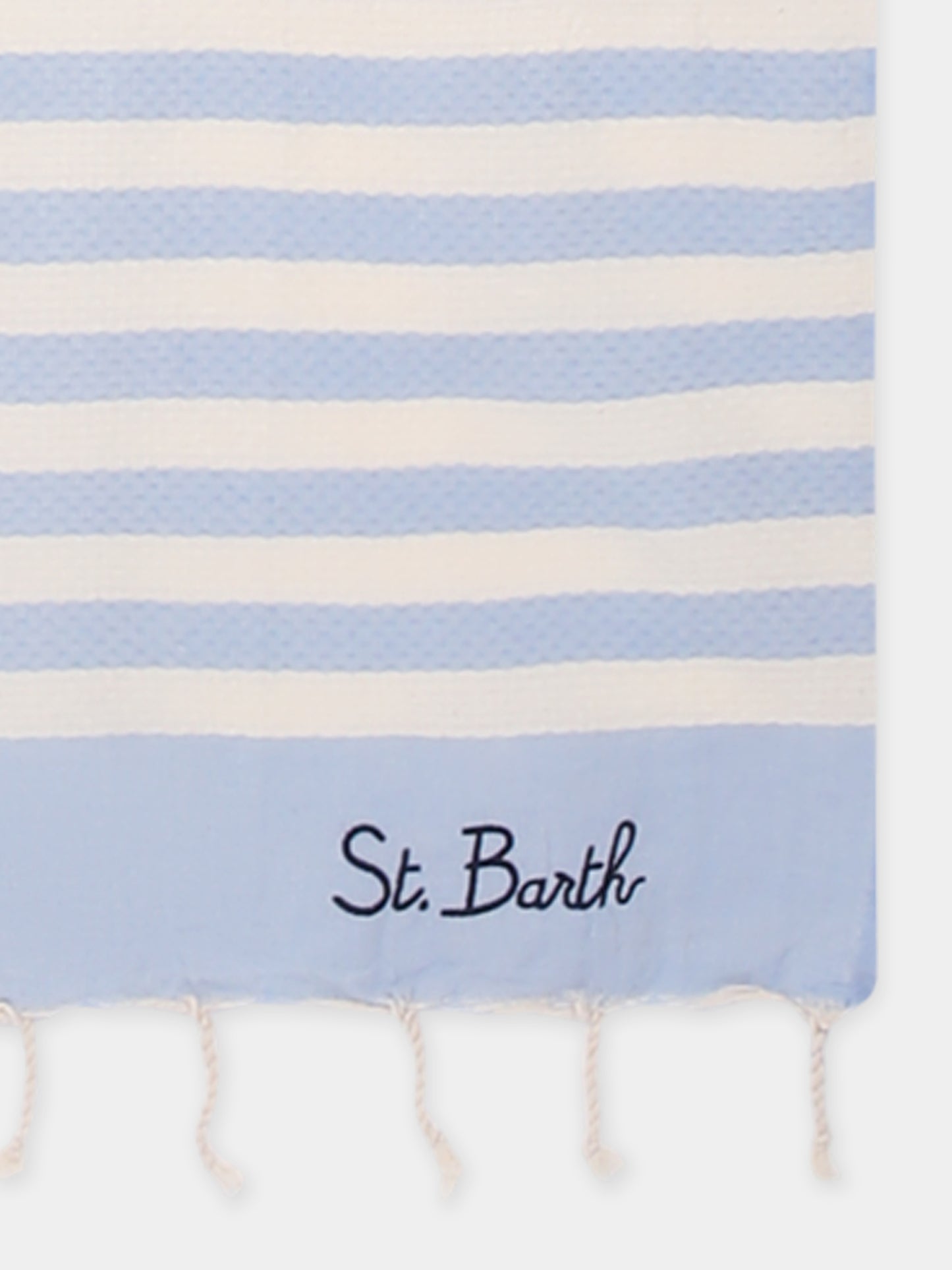Light blue beach towel for boy with logo