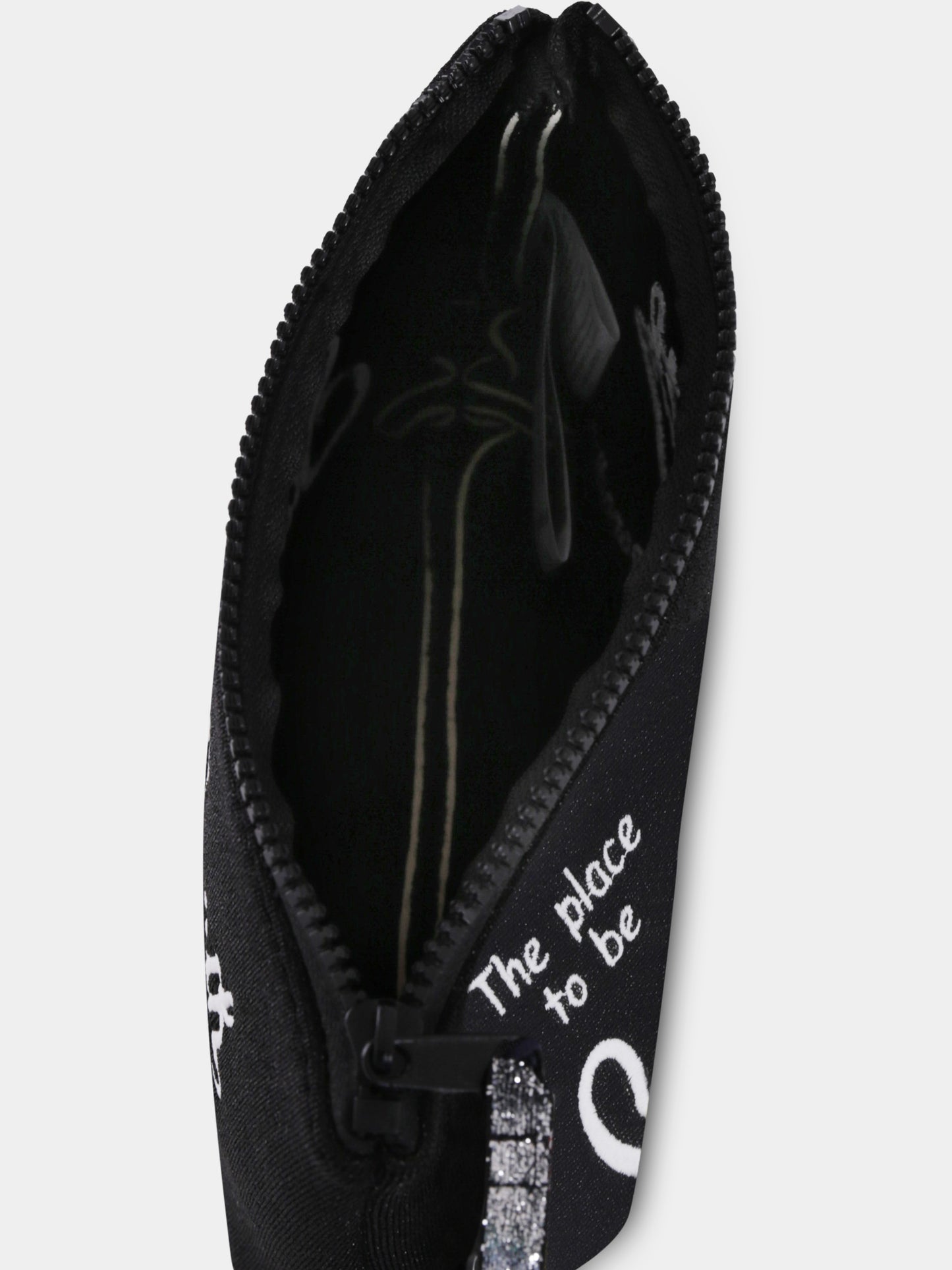 Black clutch bag for girl with logo