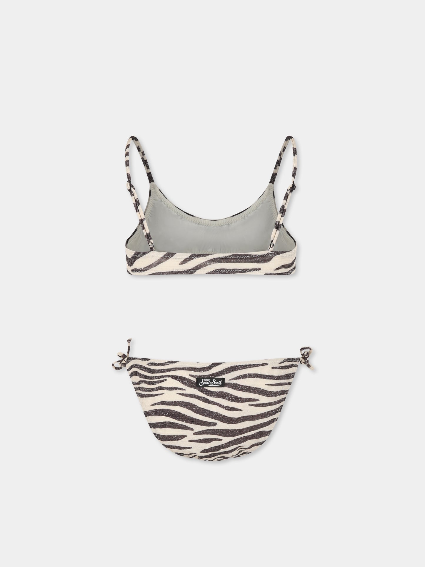 Bikini beige per bambina con stampa zebrata,Mc2 Saint Barth,PALO002 01444H