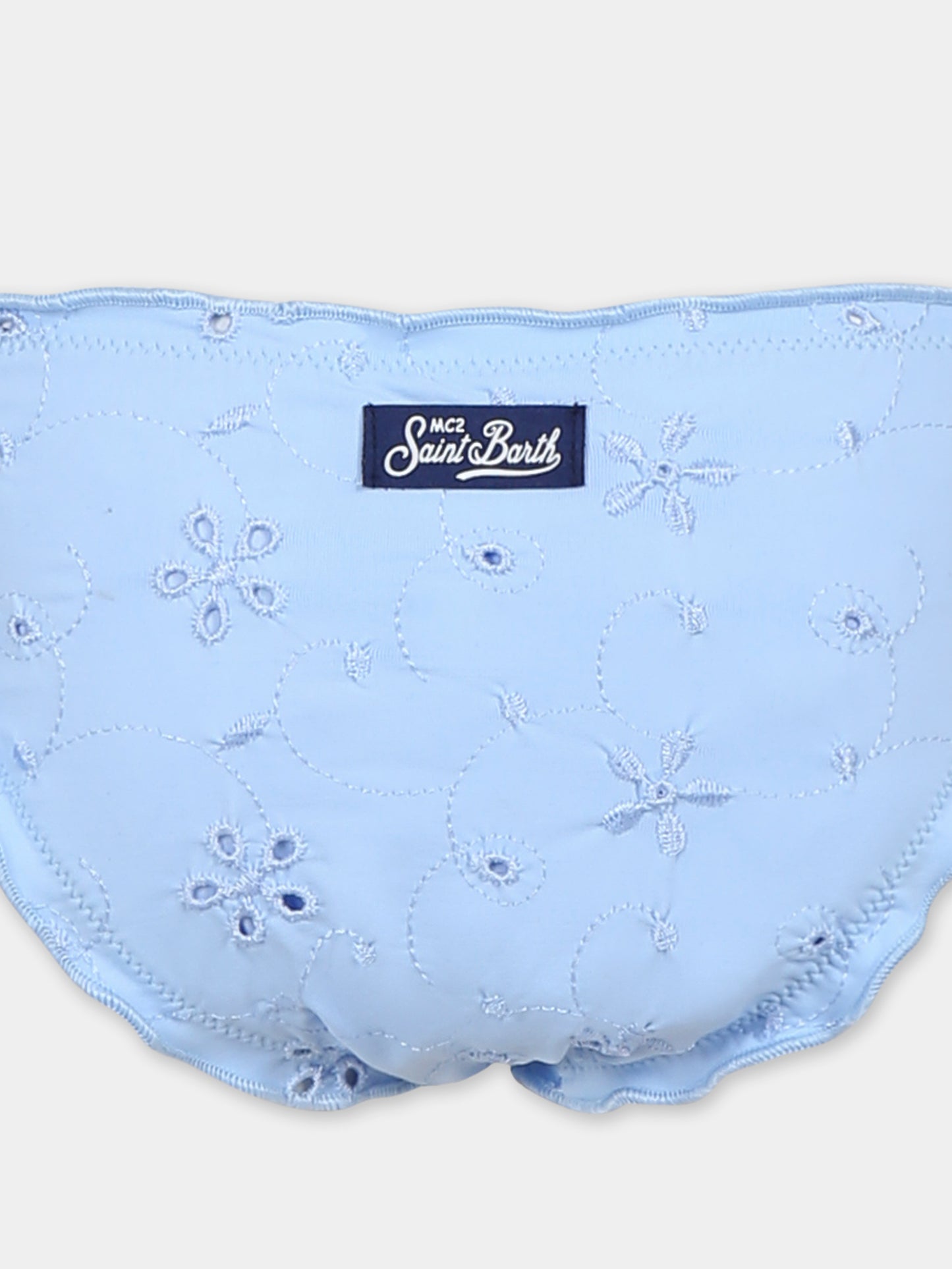 Light blue bikini for girl with flowers