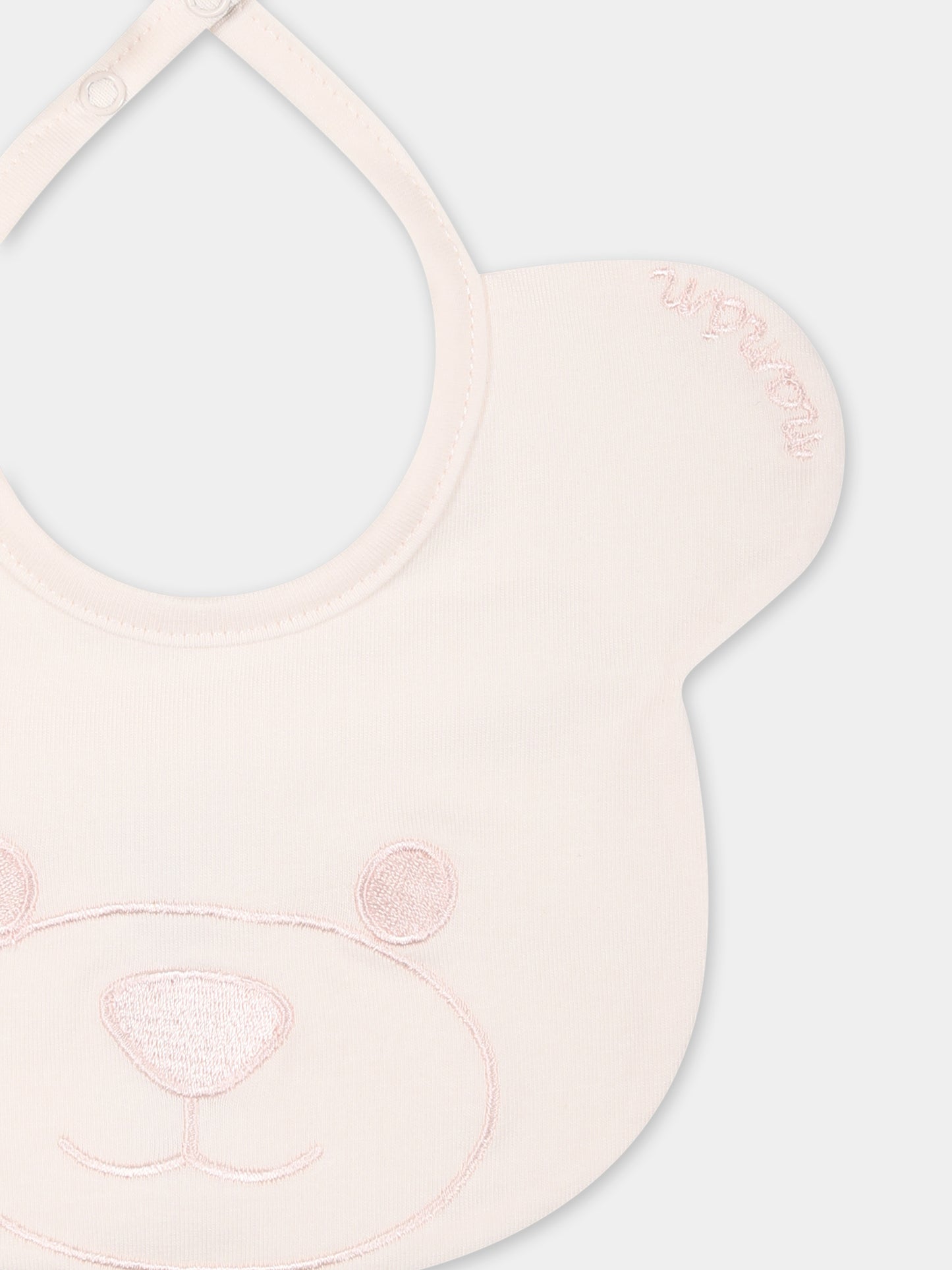 Pink bib for baby girl with bear