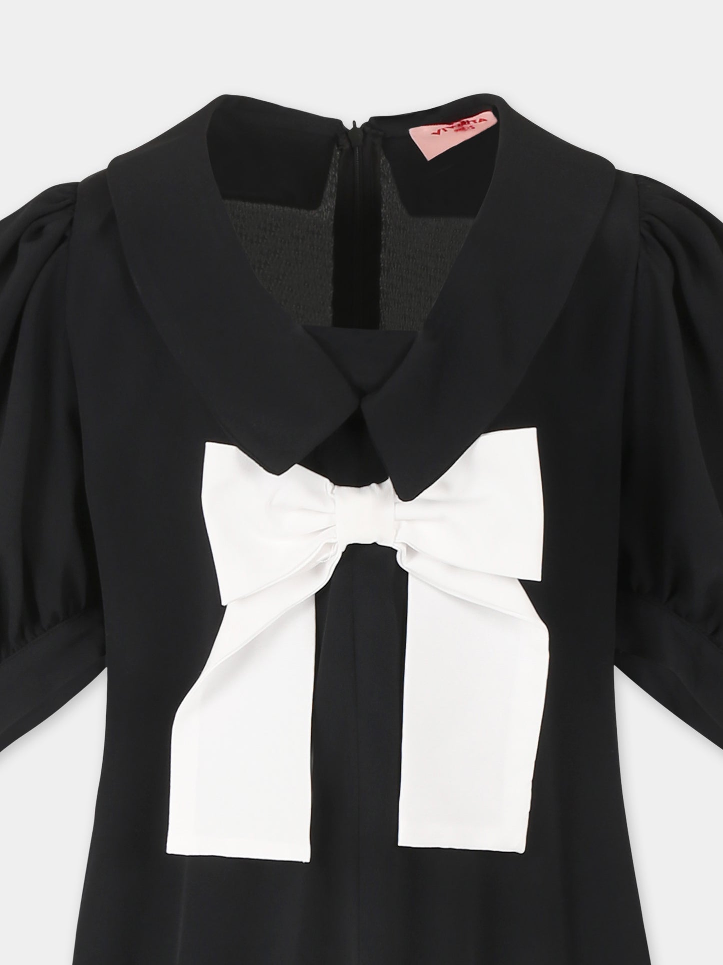 Vestito nero per bambina con fiocco,Vivetta Kids,VE2556
