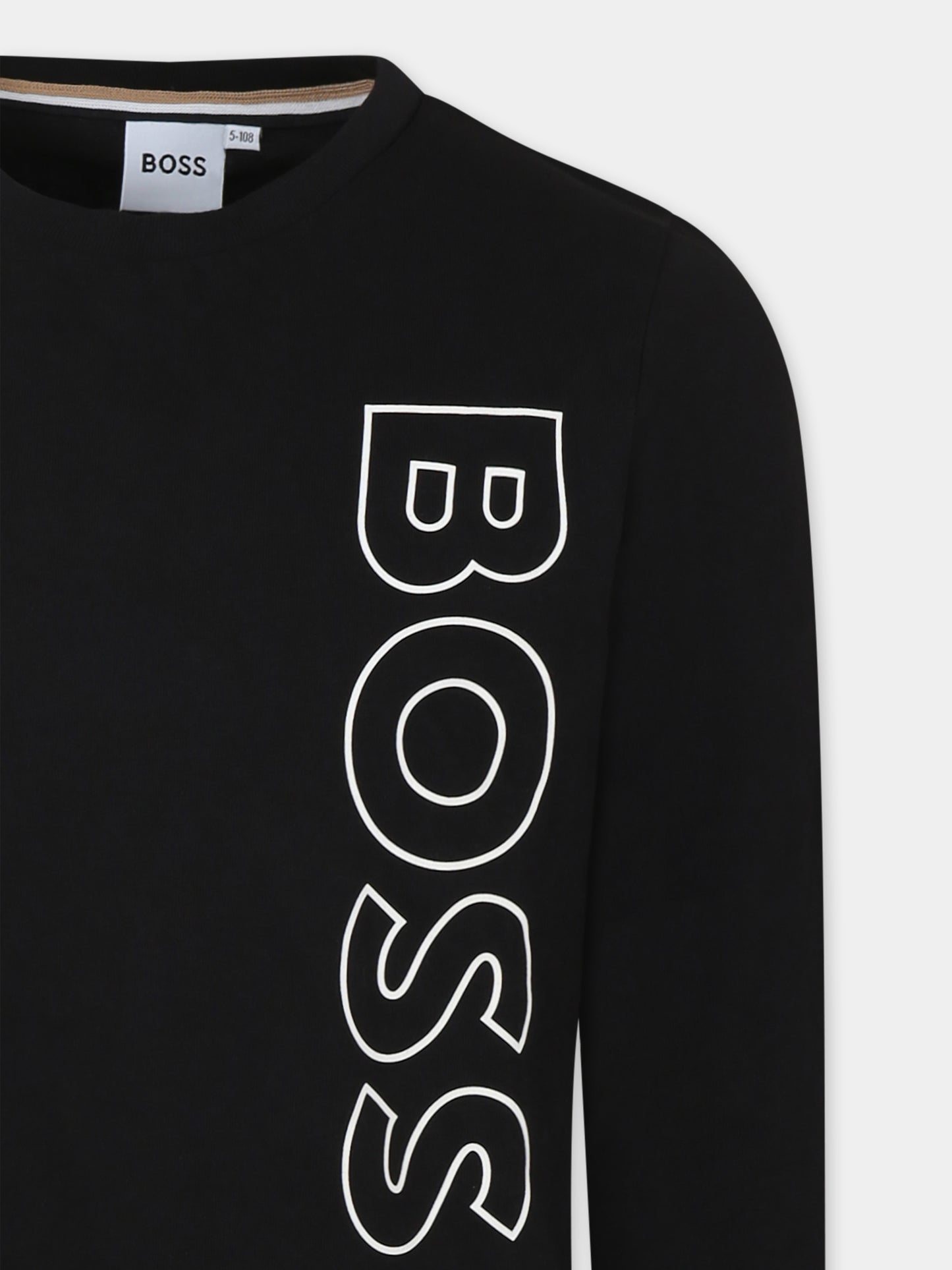 T-shirt nera per bambino con logo,Boss,J25O68 09B