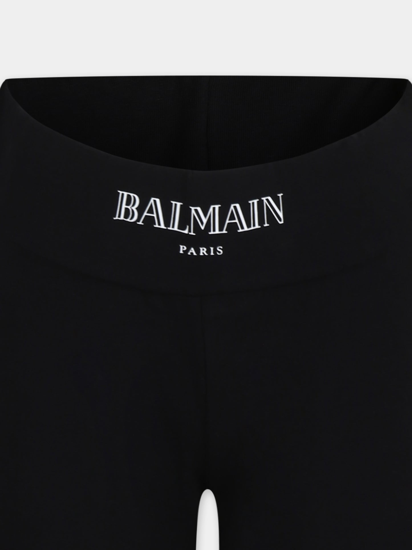 Leggings neri per bambina con logo,Balmain Kids,BV6B29 Z2389 930BC