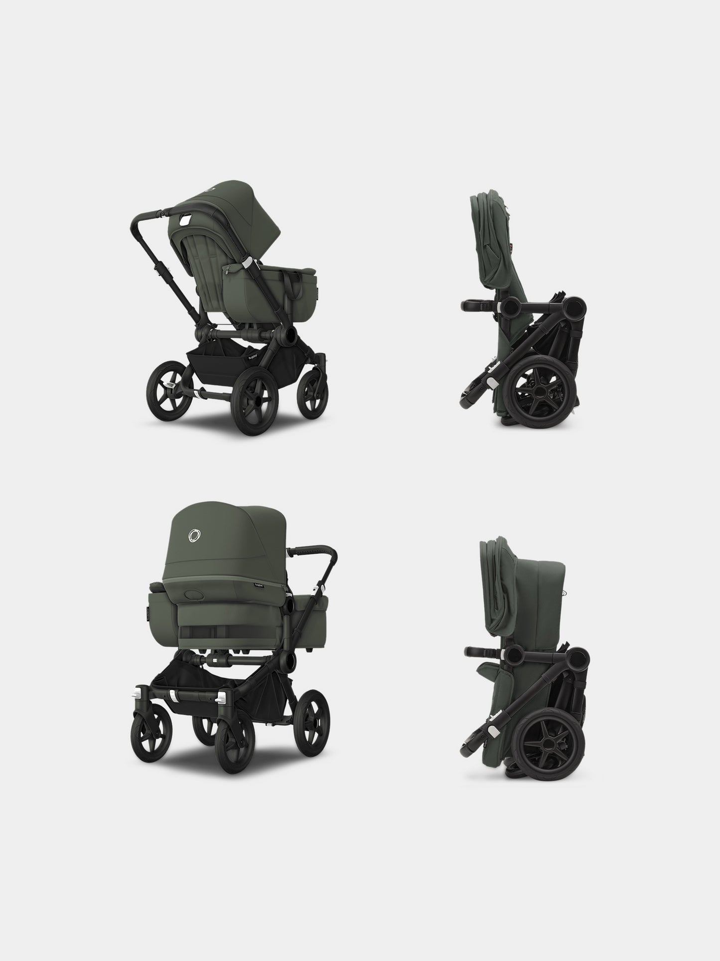 Donkey 5 Mono Complete Stroller Black/Forest green for Newborns