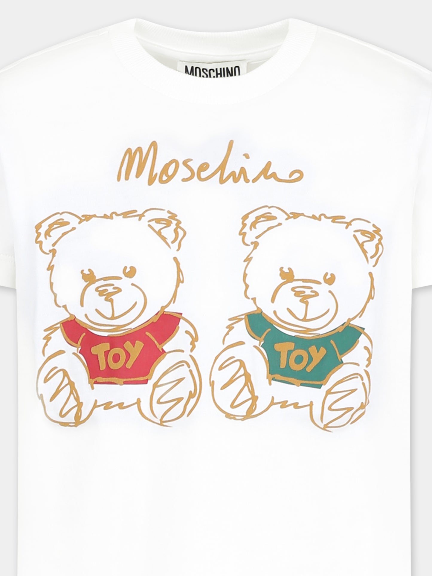 T-shirt bianca per bambini con Teddy Bears,Moschino Kids,HWM04K LAA01 10063