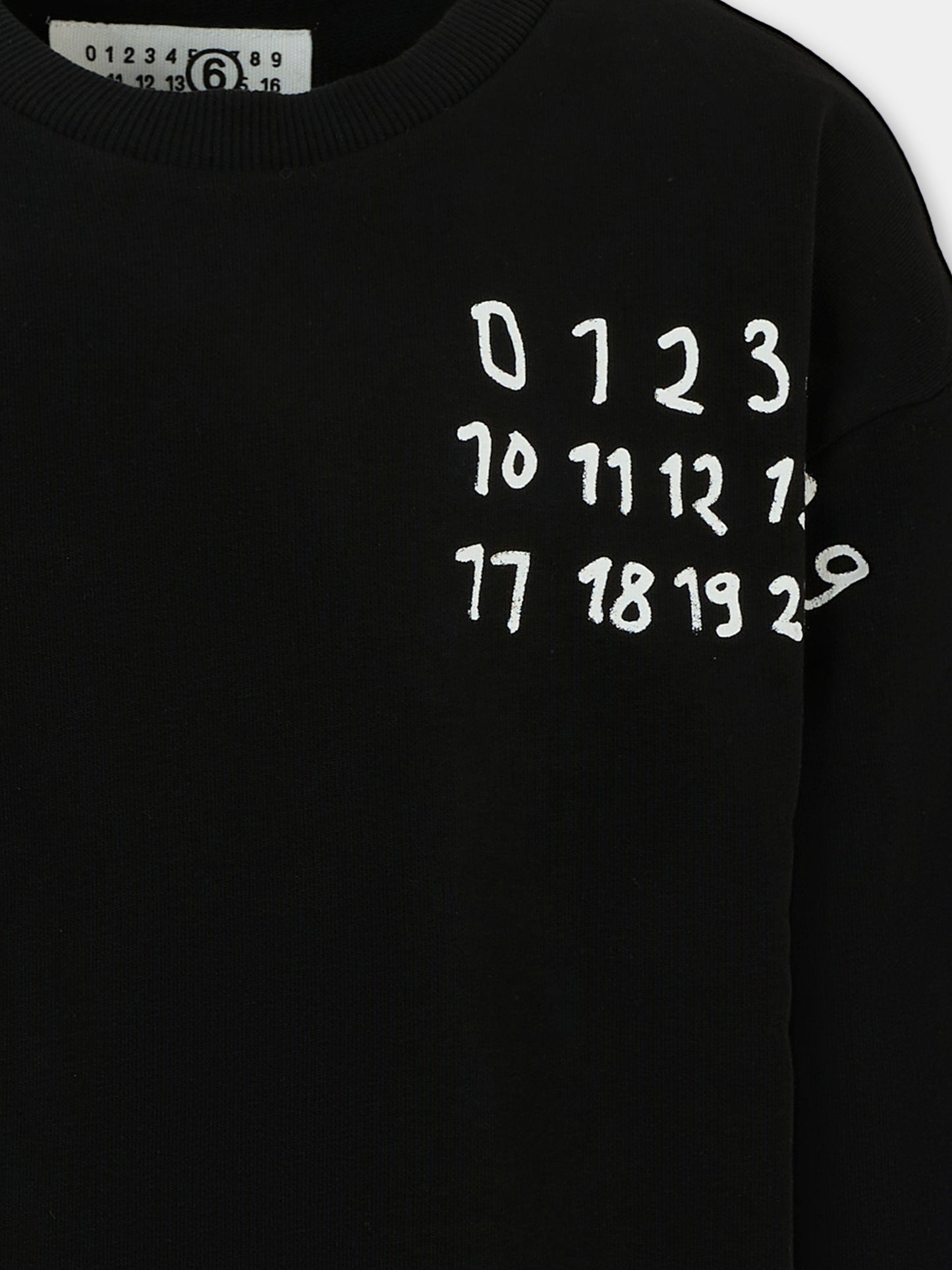 Felpa nera per bambini con logo,Mm6 Maison Margiela,M60896-MM02X-M6900