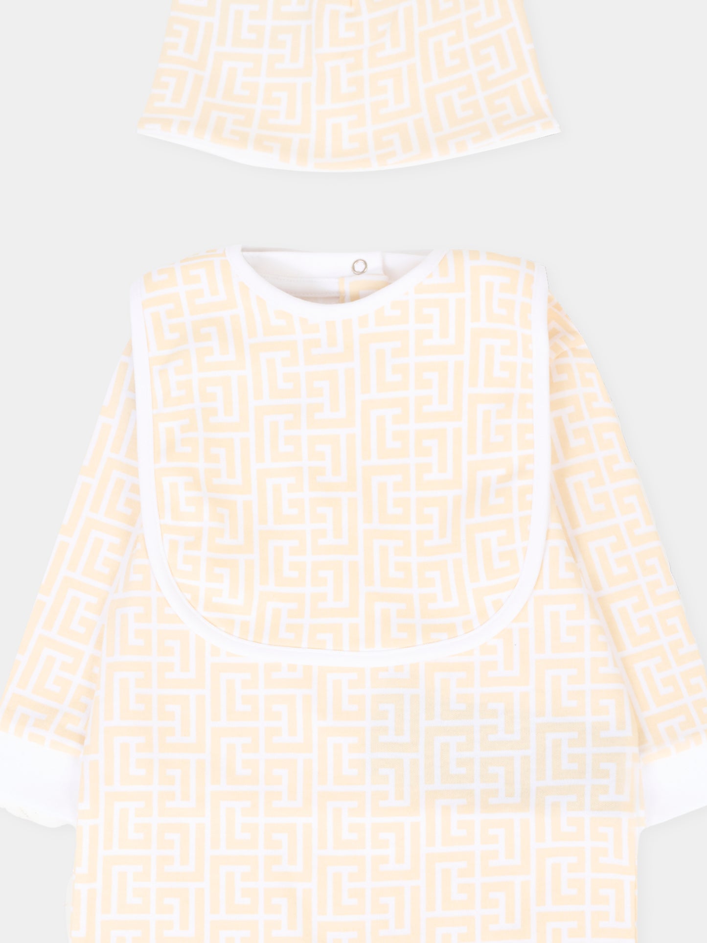 Set tutina beige per neonati con iconico labirinto,Balmain Kids,BXB51A-Z3503 109BC