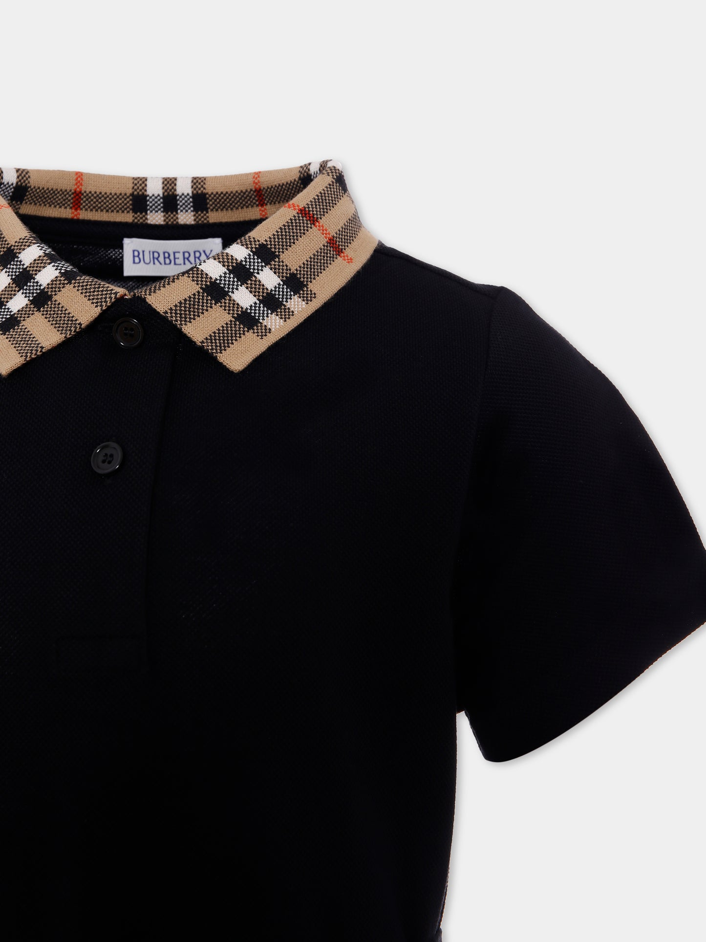 Vestito nero per bambina con check vintage,Burberry Kids,8105585 A1189