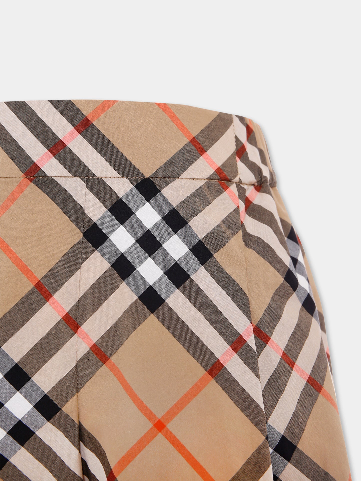 Pantaloni beige per bambina con check vintage,Burberry Kids,8108018 B9368