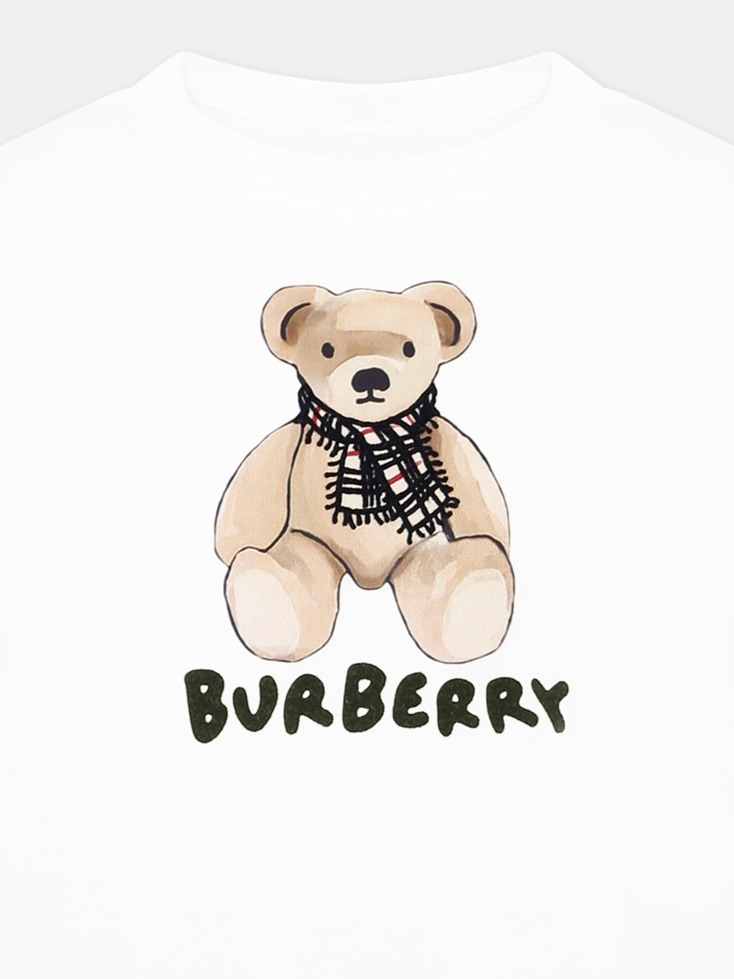 T-shirt bianca per bambini con orsetto e logo,Burberry Kids,8112389 A1464