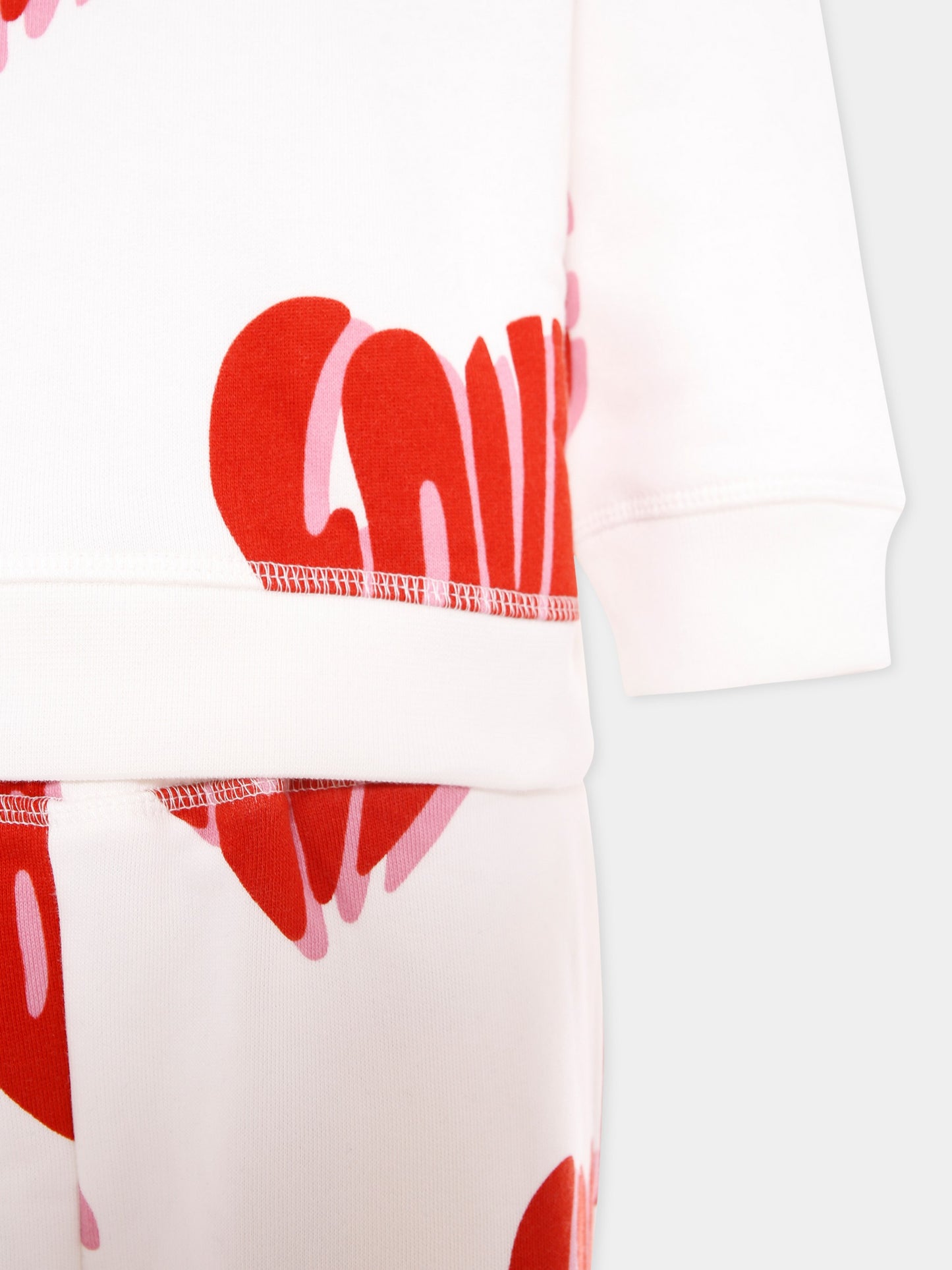 Completo avorio per bambina con scritta Love,Stella Mccartney Kids,TX3A70 Z3037 101MC