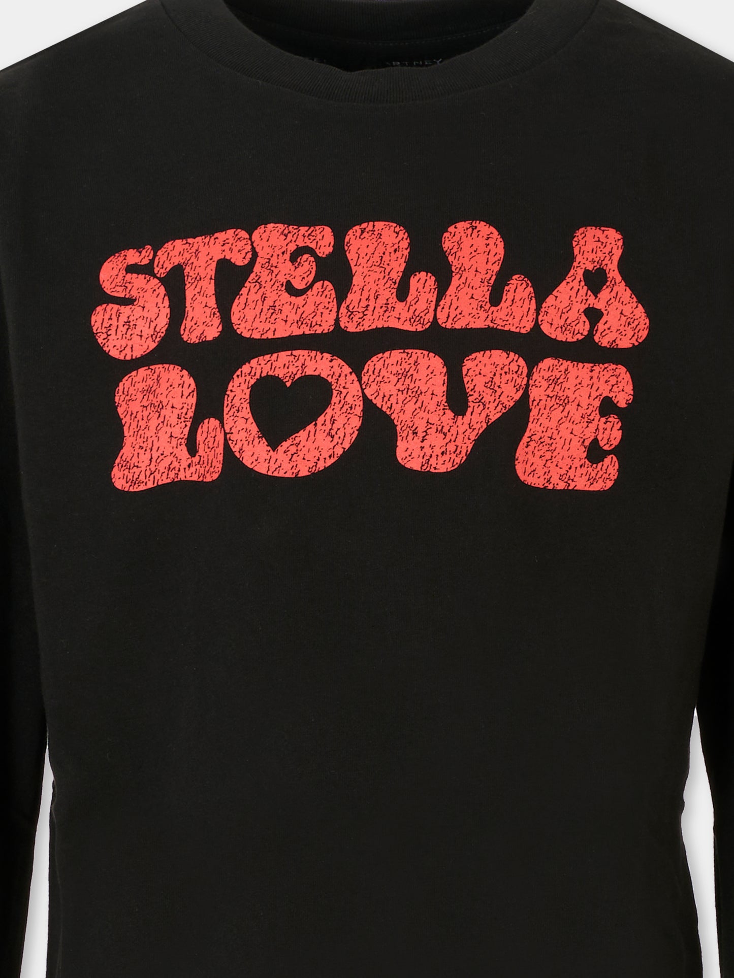 T-shirt nera per bambina con logo e scritta,Stella Mccartney Kids,TX8C20 Z0434 961