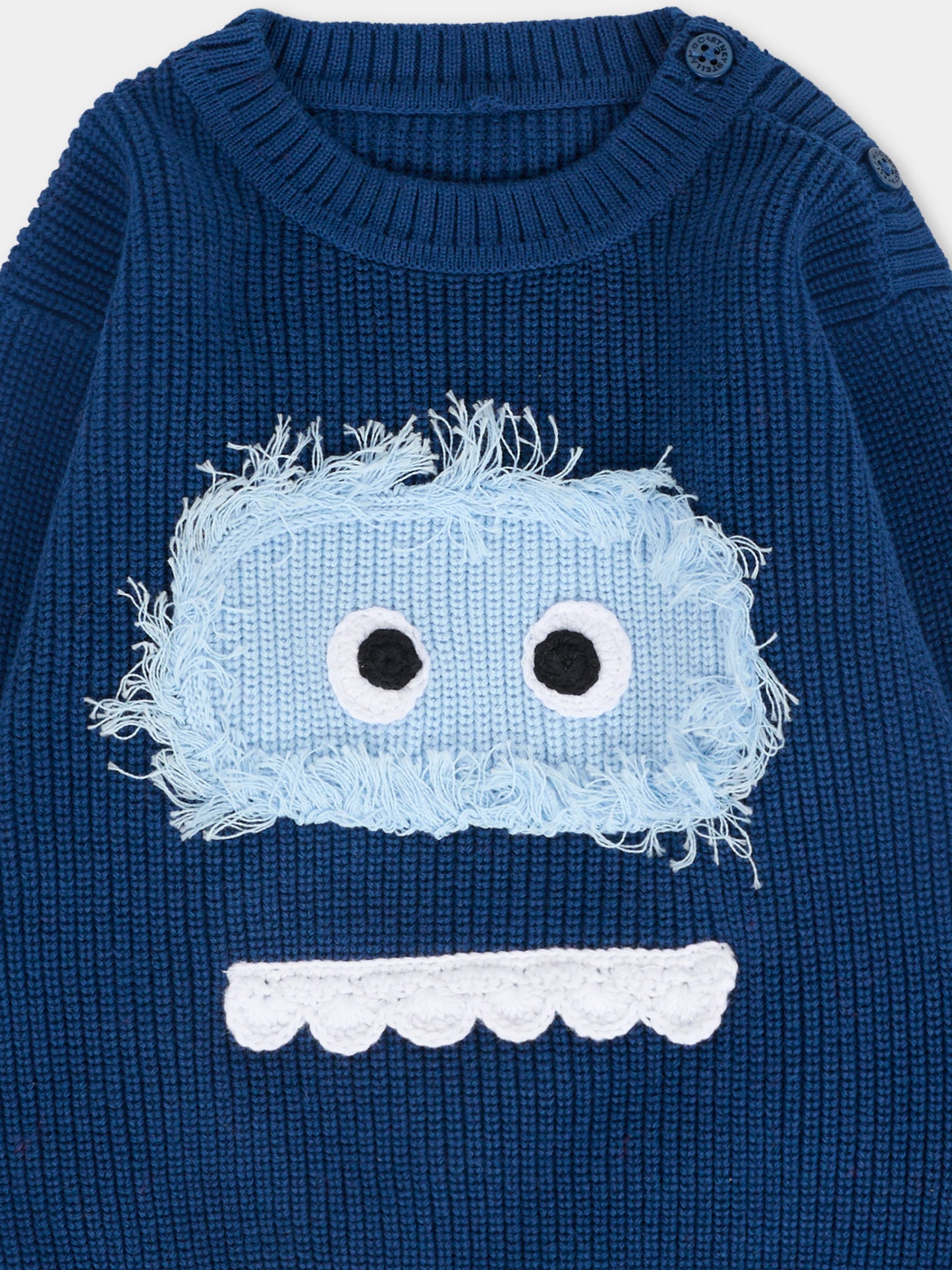 Maglione blu per neonato con Yeti,Stella Mccartney Kids,TX9510 Z1528 633