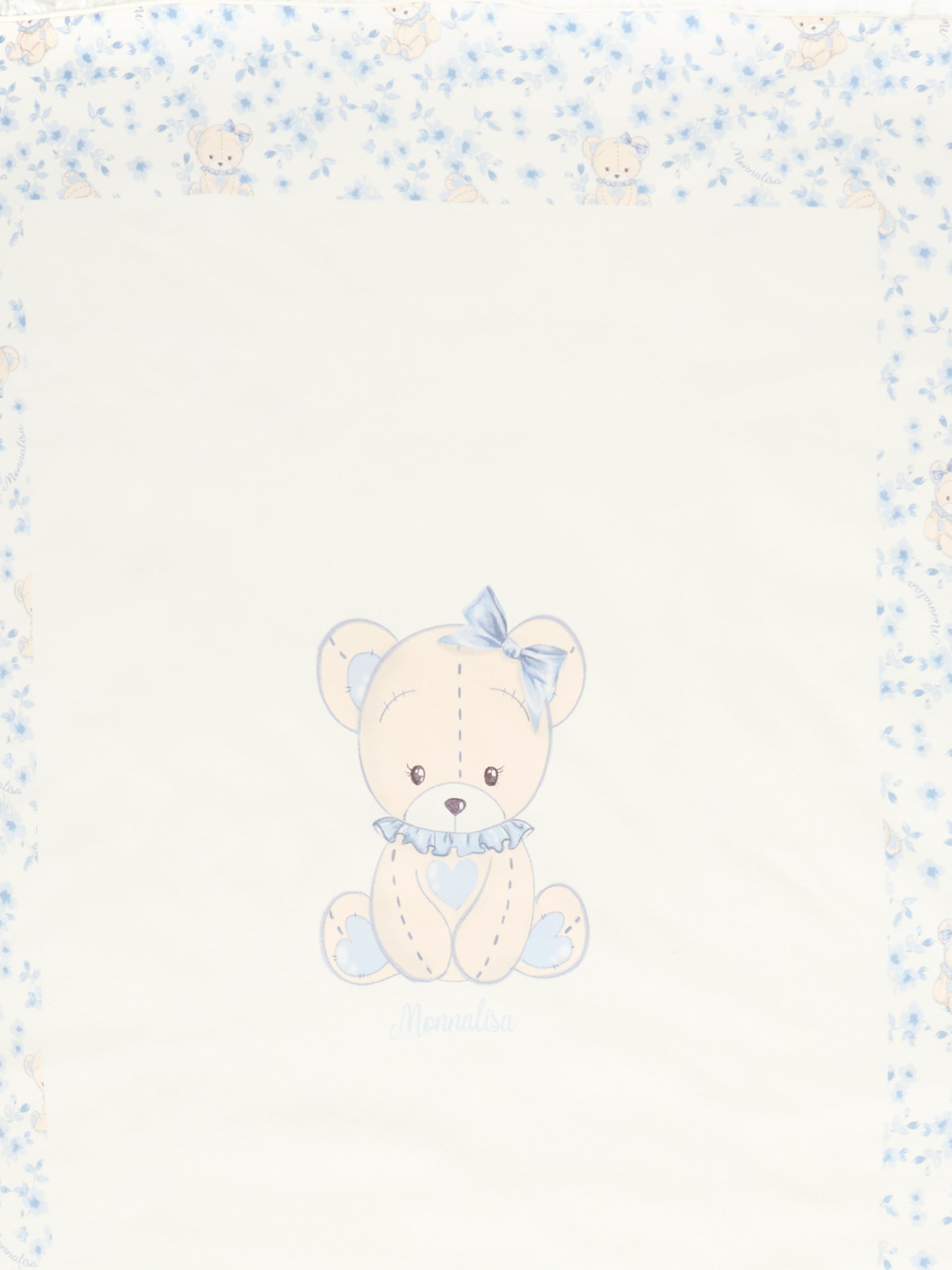Coperta avorio per neonata con orsetto celeste,Monnalisa,35F006 6000 0151