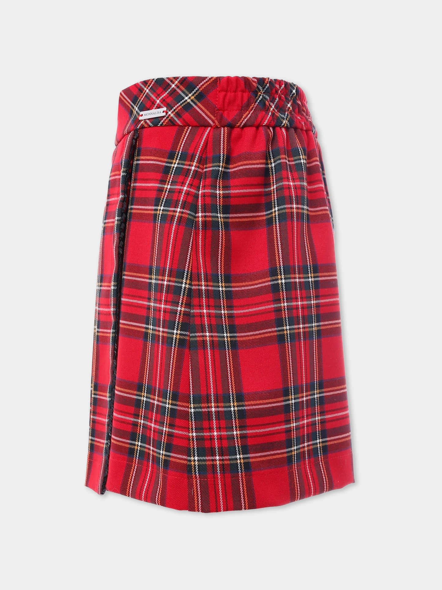 Shorts rossi per bambina con stampa tartan,Monnalisa,71F404 6320 4325
