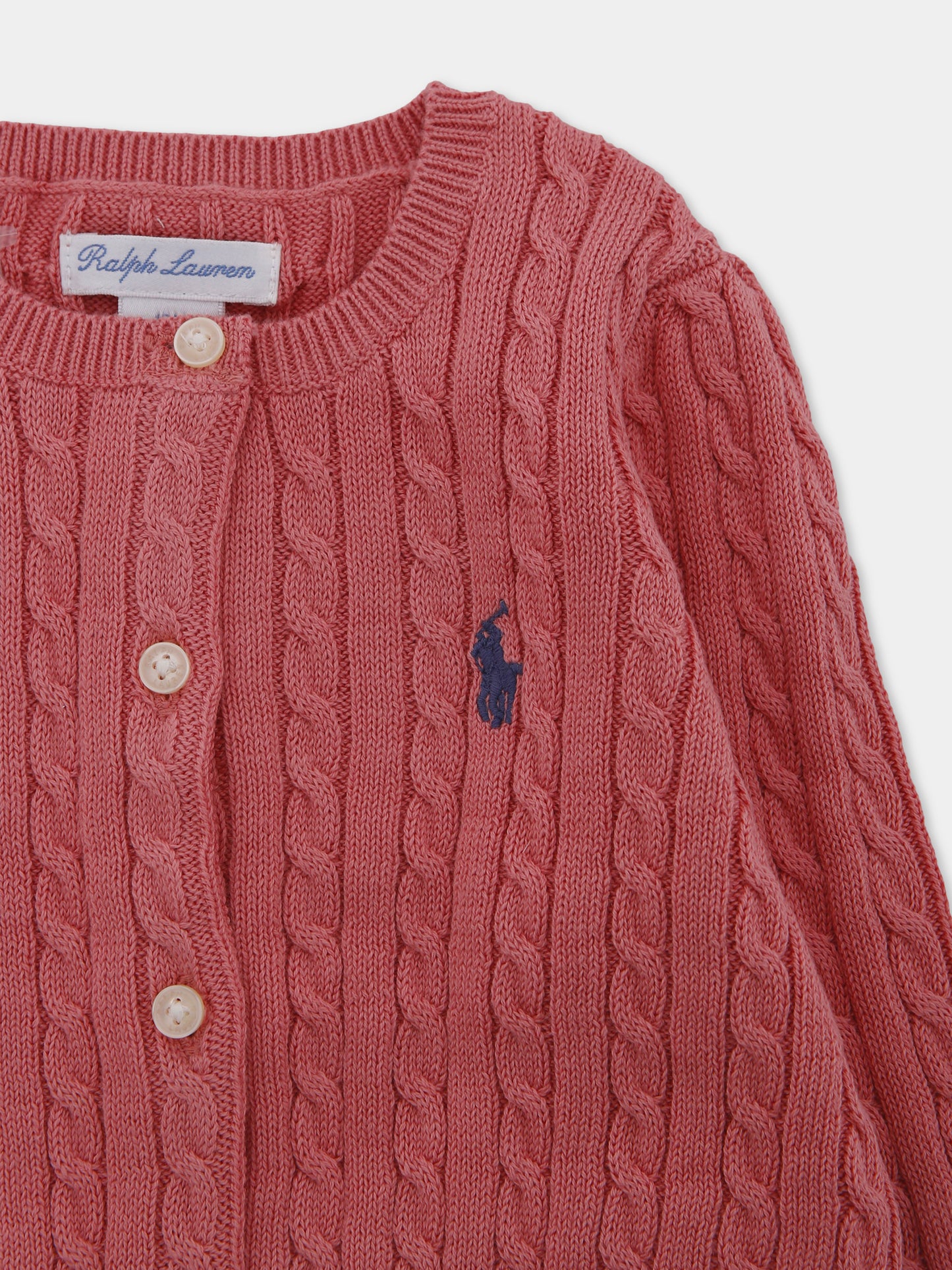 Cardigan rosa per neonata con cavallino,Ralph Lauren Kids,543047071