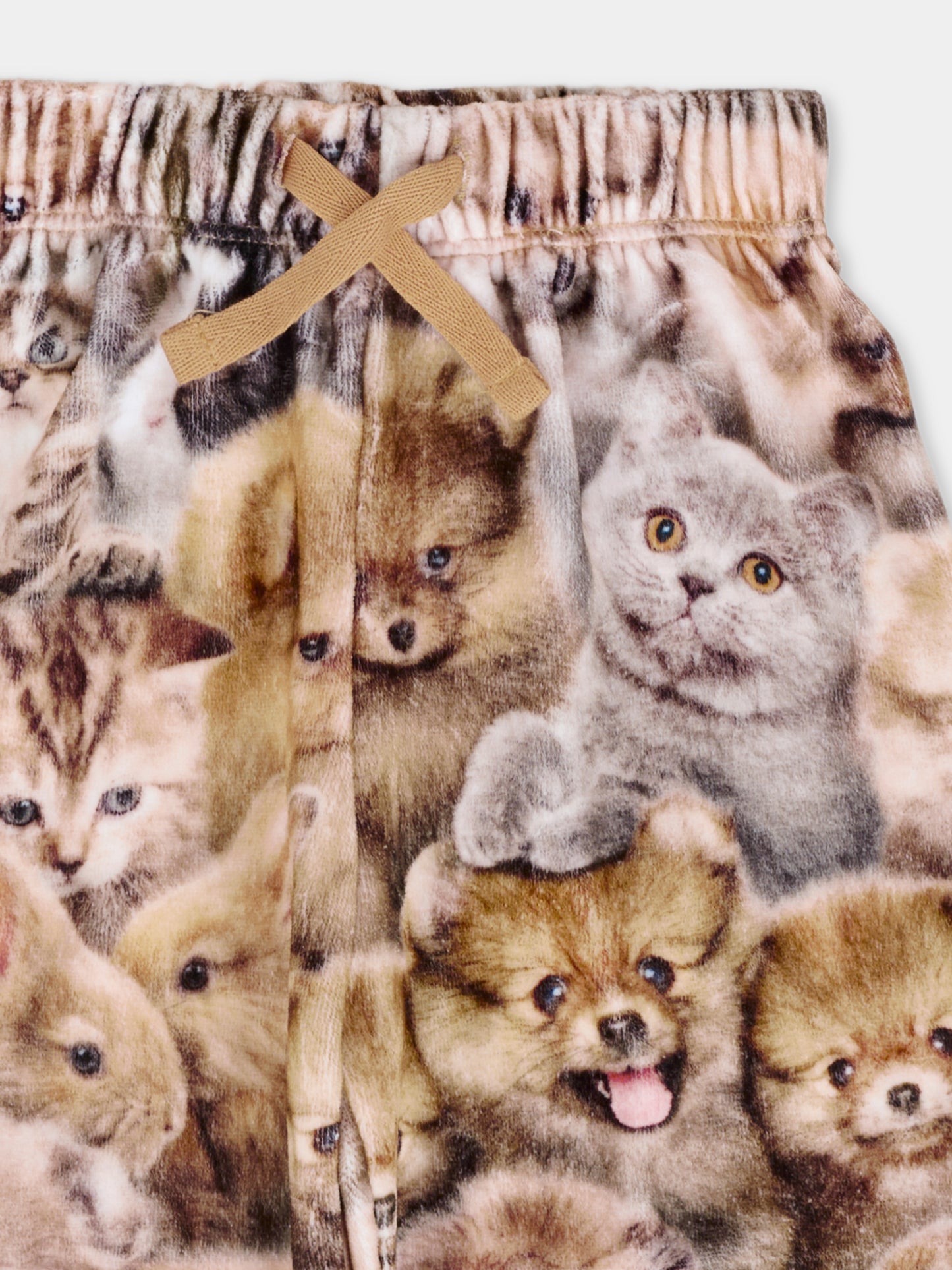 Pantaloni Simeon marroni per neonata con animali all over,Molo,4W25I207 9377