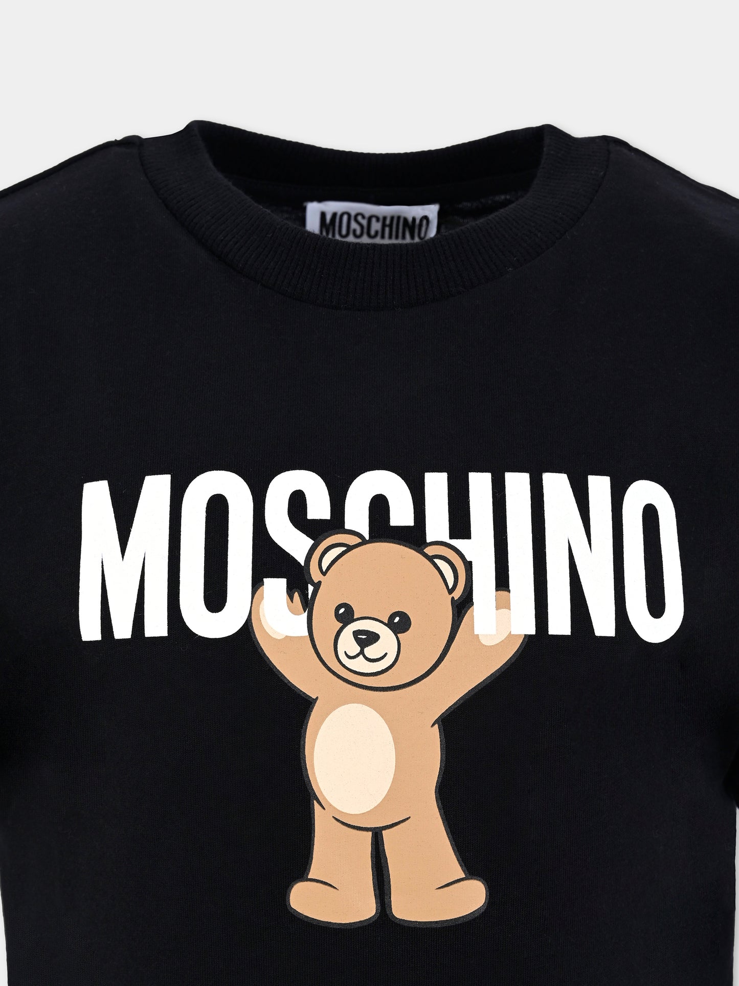 T-shirt nera per bambini con Teddy Bear,Moschino Kids,HMM05G LAA10 60100