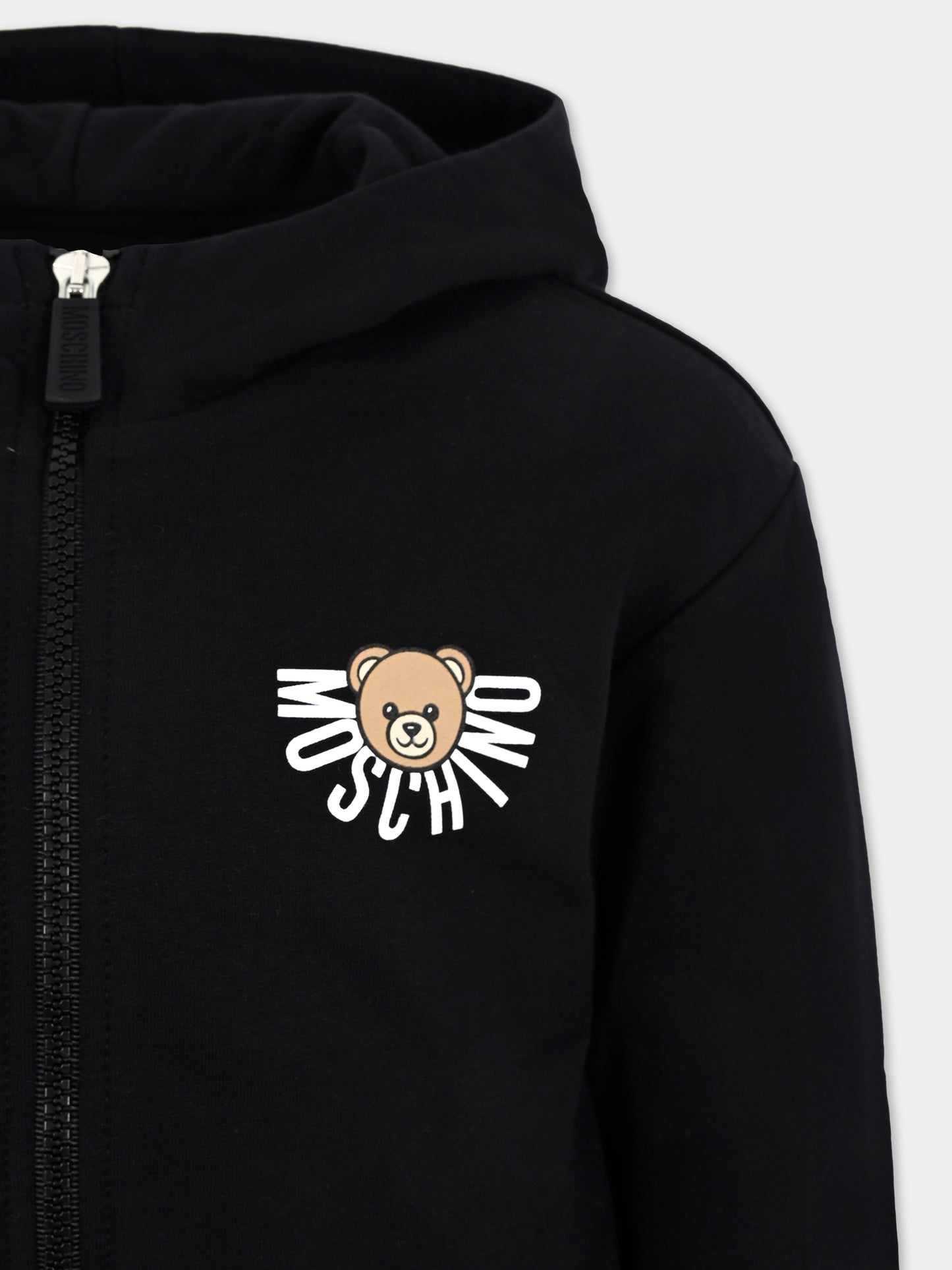 Felpa nera per bambini con logo e Teddy Bear,Moschino Kids,HUF09E LCA40 60100