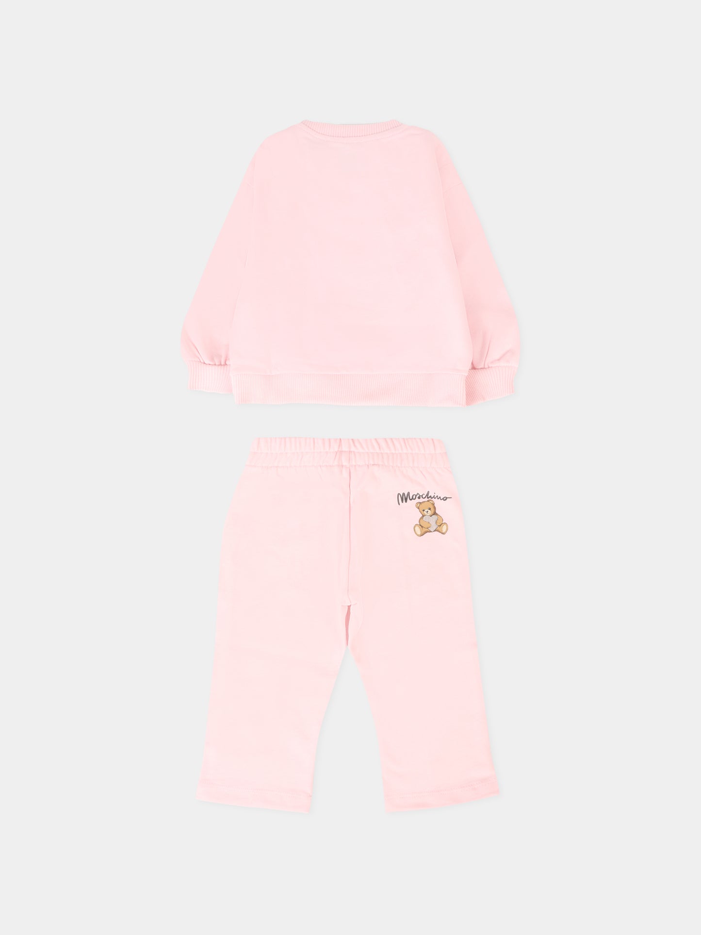 Completo rosa per neonata con Teddy Bear con cuore,Moschino Kids,MDK03D LCA40 50209