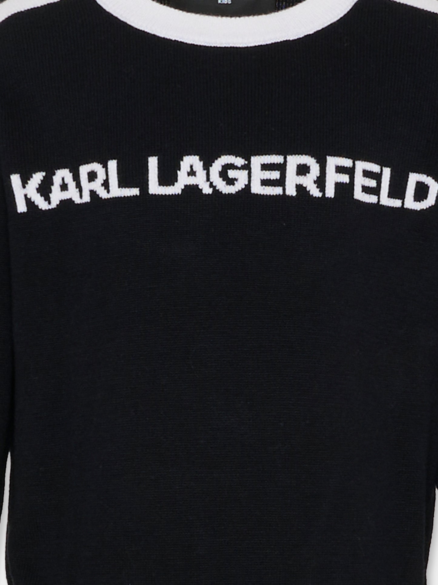 Maglione nero per bambina con logo,Karl Lagerfeld Kids,Z30936 M41