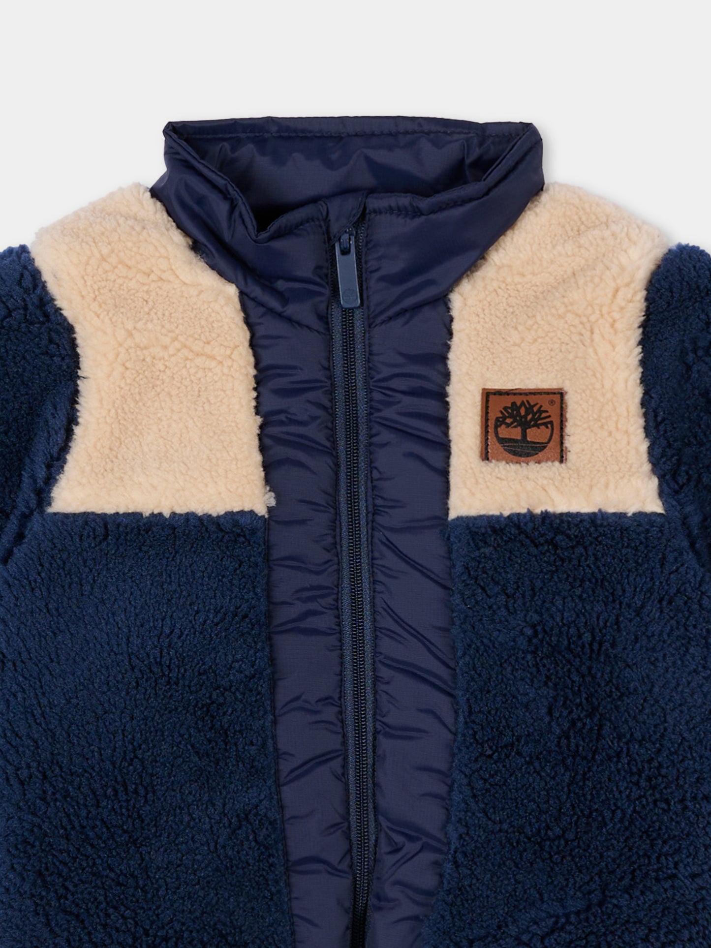 Ecopelliccia blu per neonato con logo,Timberland,T60594 85T