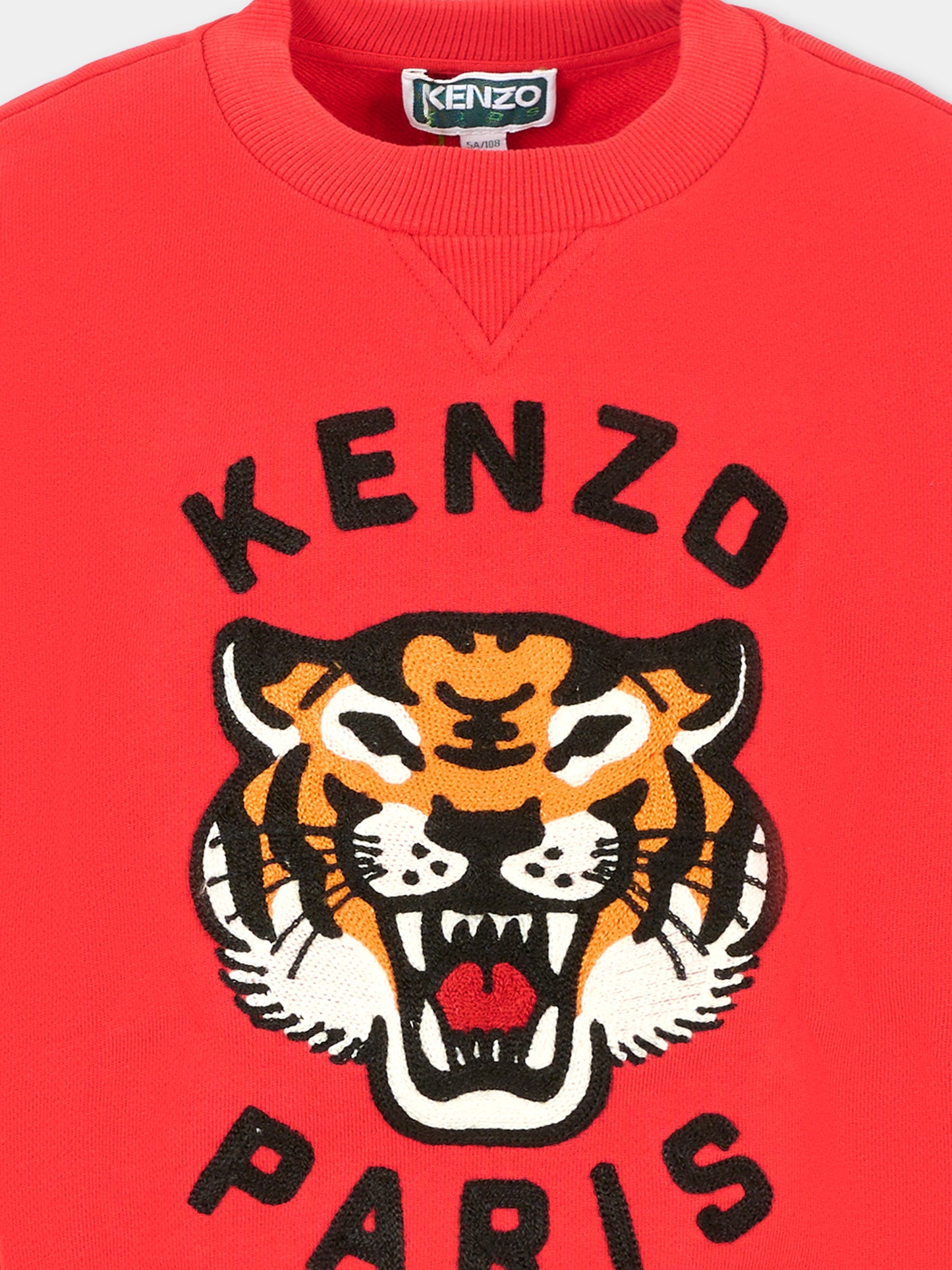 Felpa rossa per bambini con Lucky Tiger,Kenzo Kids,K61432 968