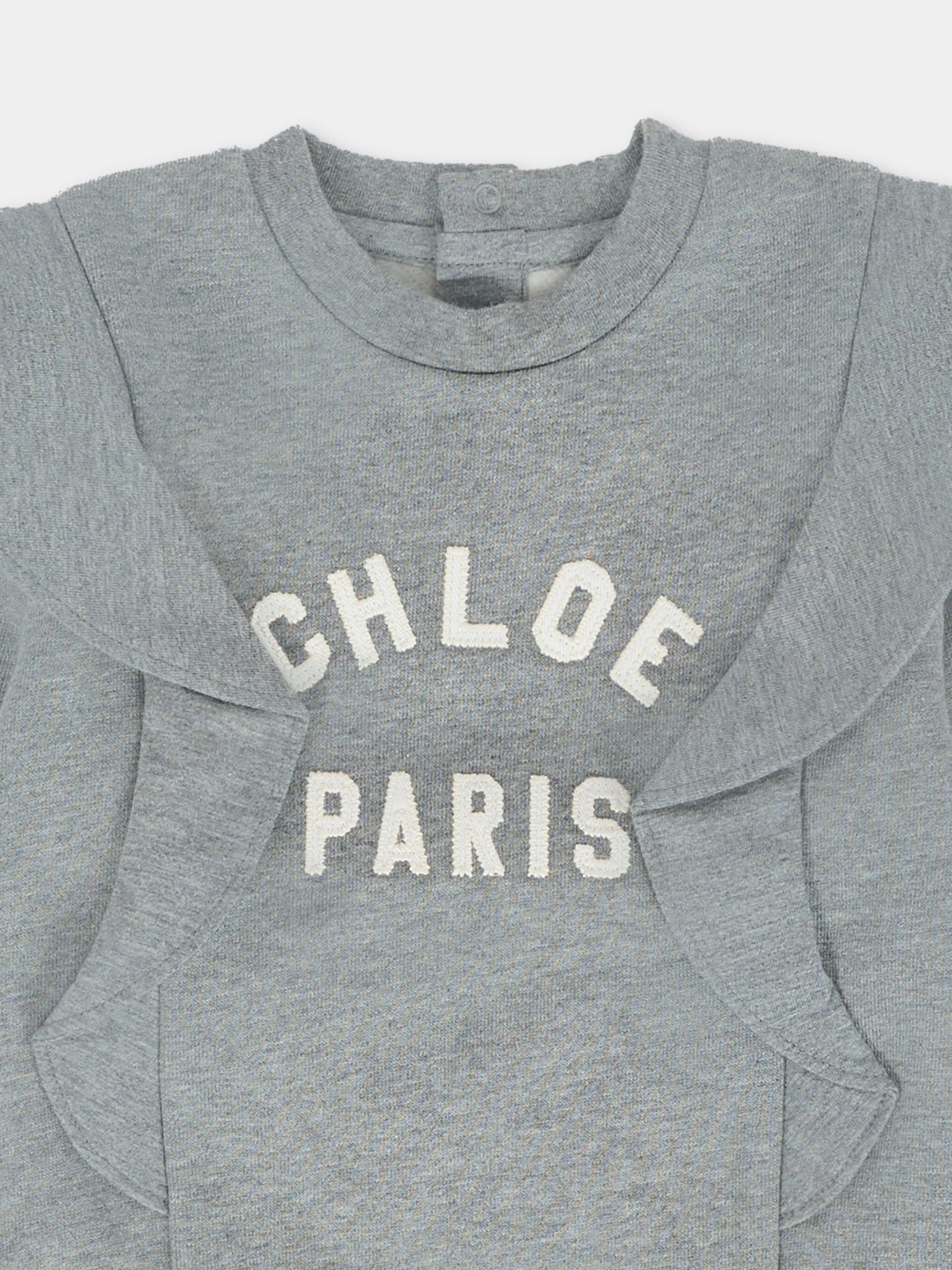 Felpa grigia per neonata con logo,Chloé Kids,C20705 A46