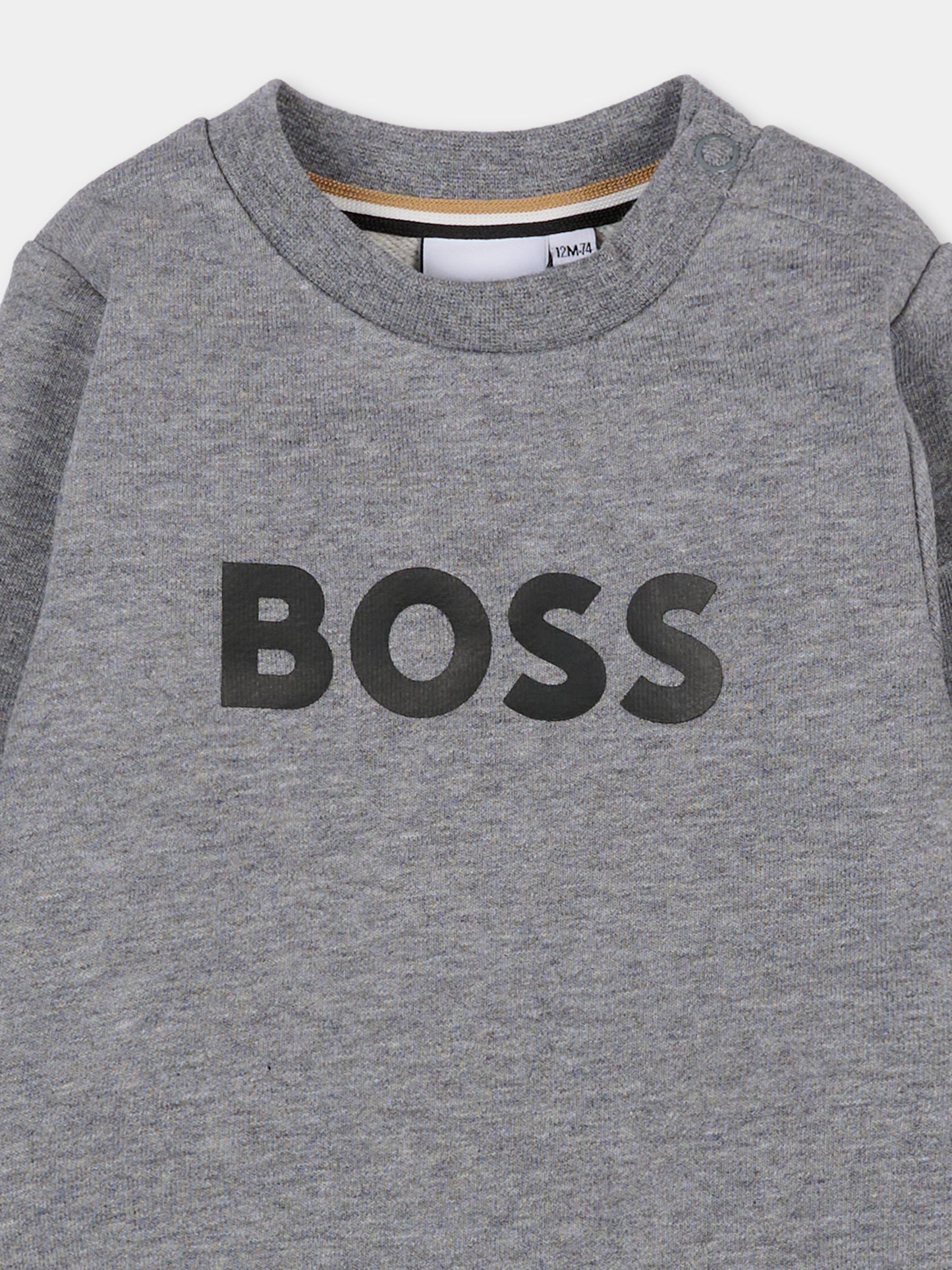 Felpa grigia per neonato con logo,Boss,J52458 A46