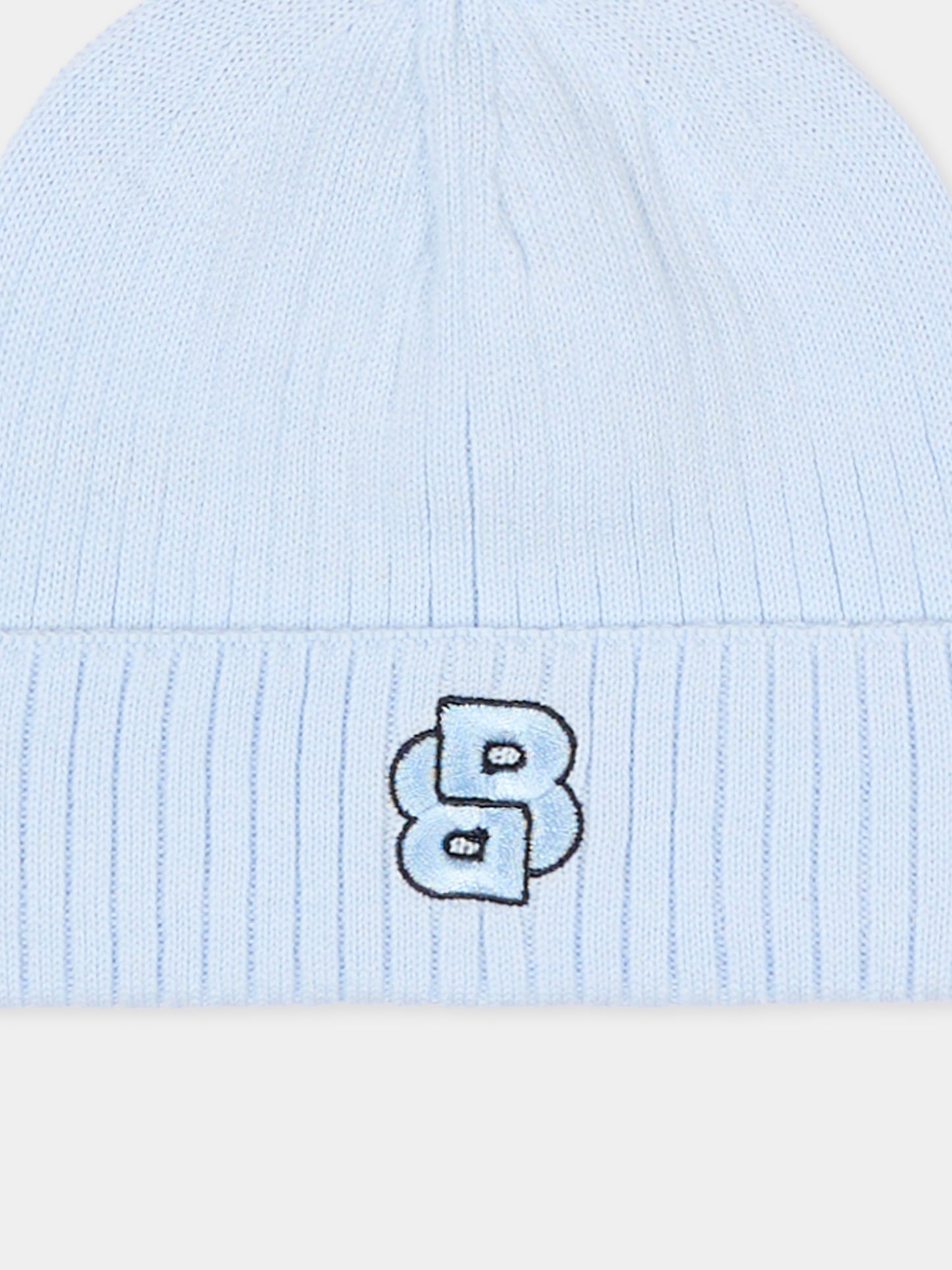 Berretto azzurro per neonato logo BB,Boss,J52597 771