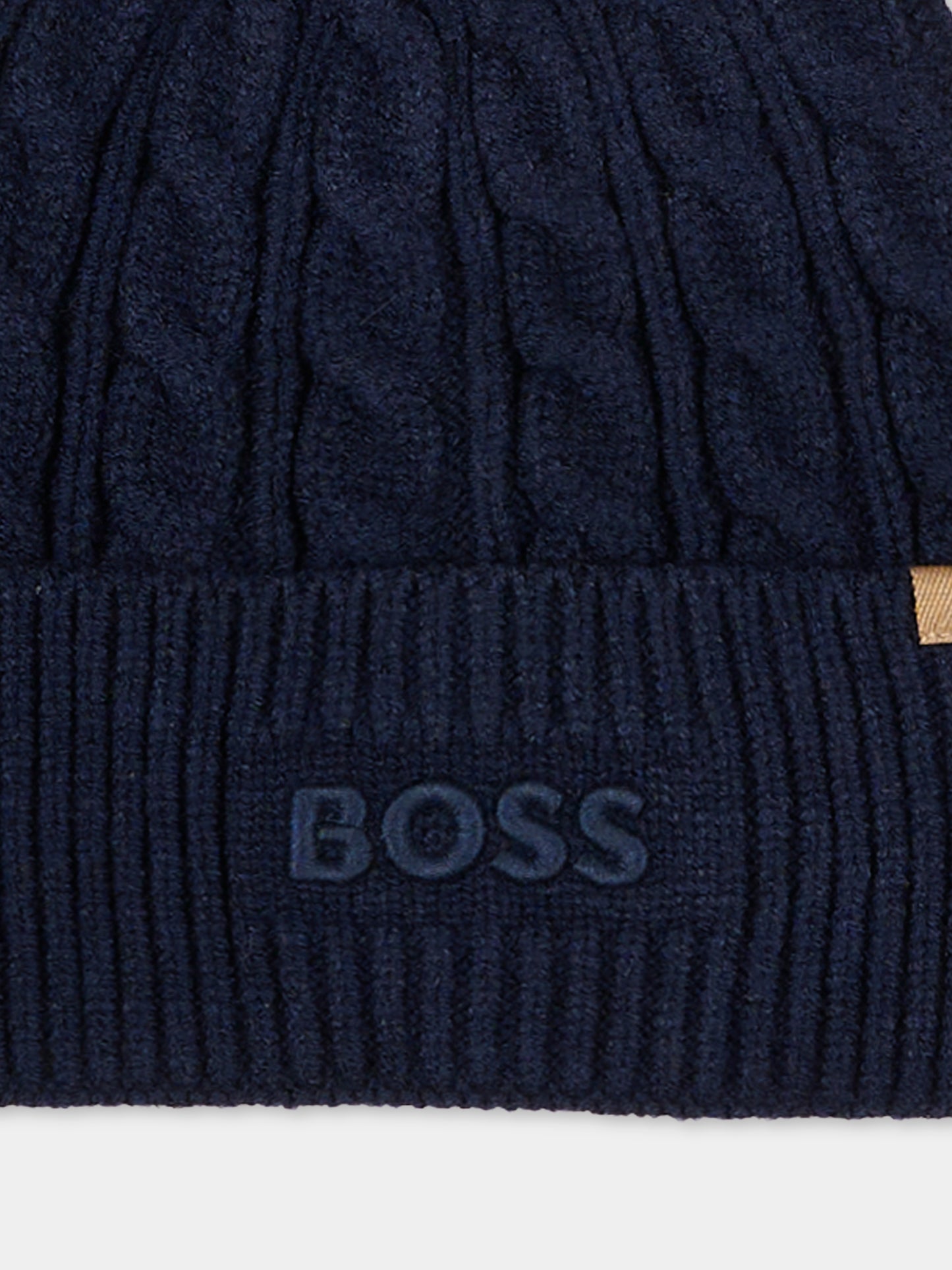 Berretto blu per bambino con logo,Boss,J52624 849