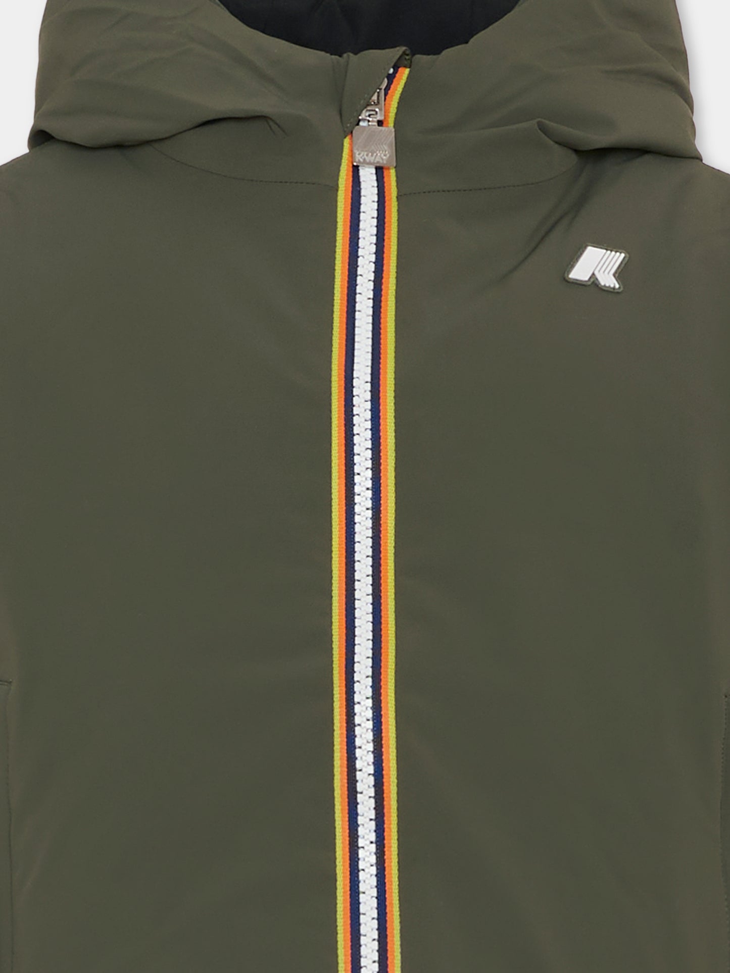 Piumino reversibile Jack St Warm verde per bambino con logo,K-way,K71337W AGQ