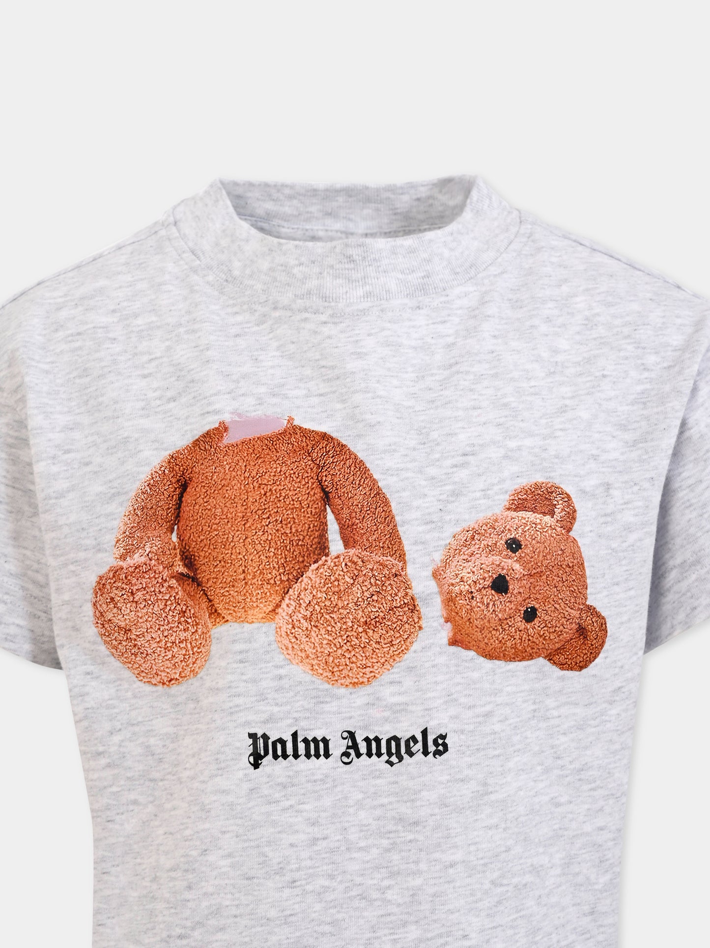 T-shirt grigia per bambino con orso,Palm Angels,PBAA003C99JER0060860