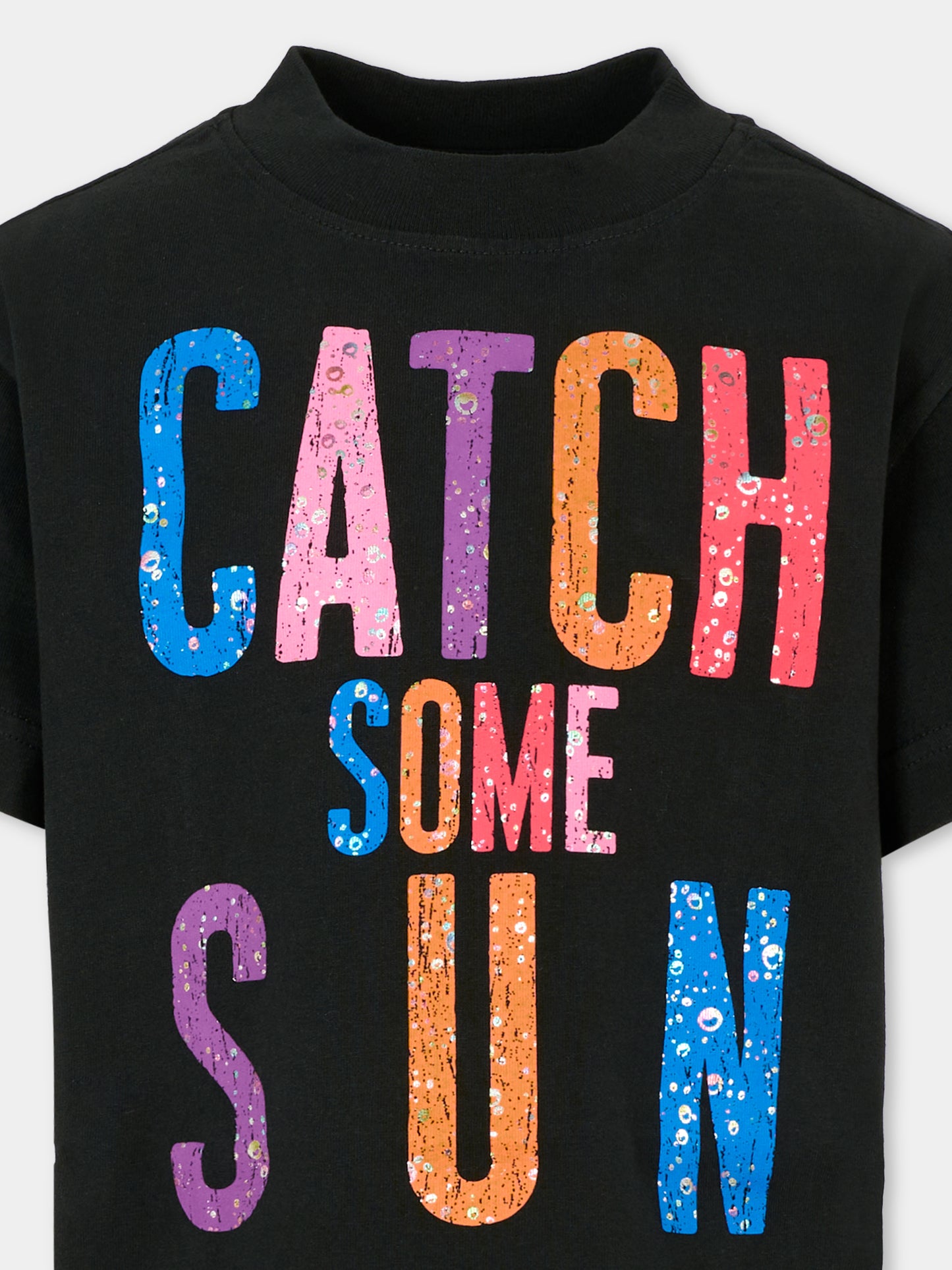 T-shirt nera per bambino con scritta,Palm Angels,PBAA003F25JER0061084