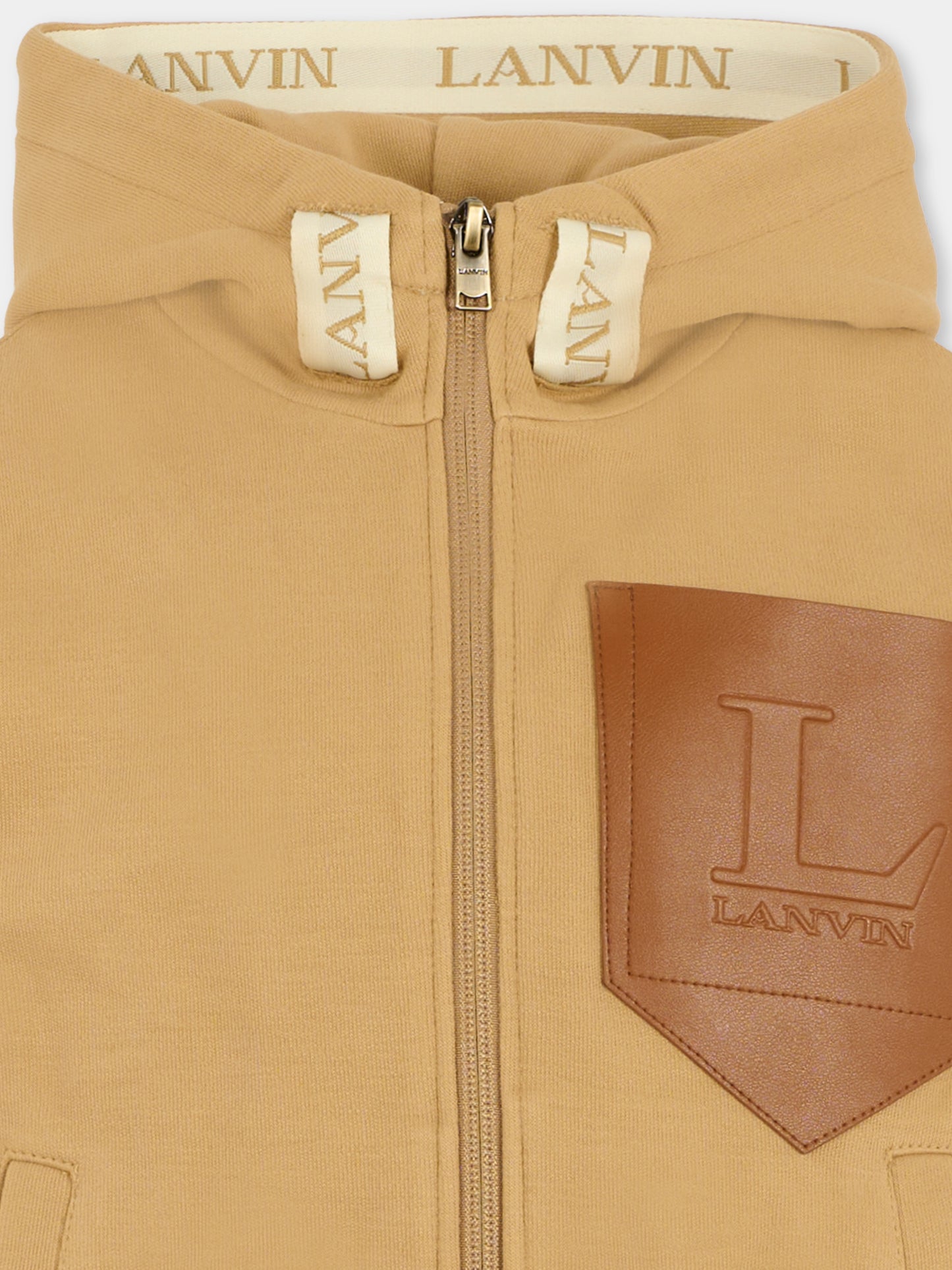 Felpa beige per bambino con logo,Lanvin Petite,N30300 276