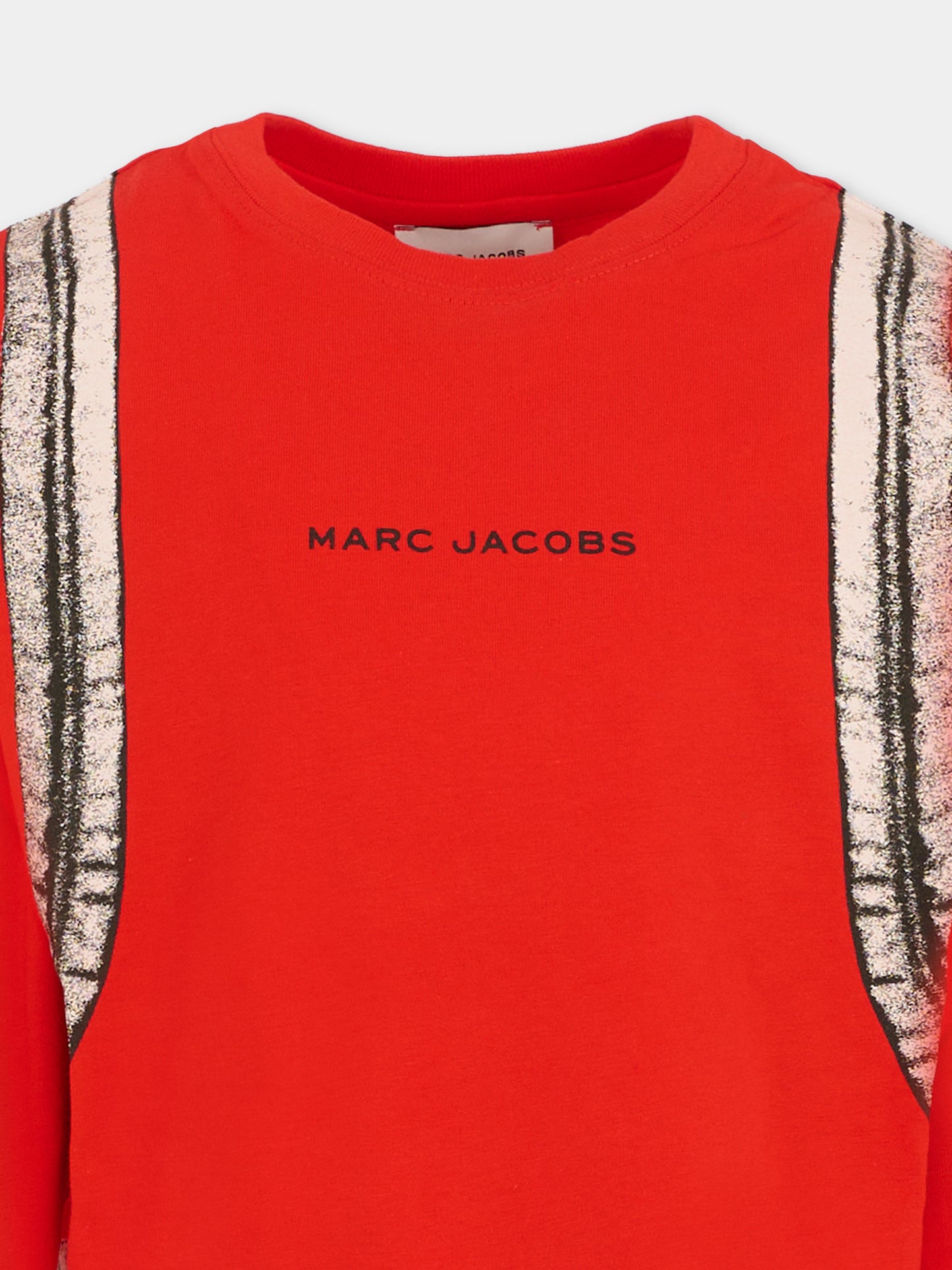 T-shirt rossa per bambino con logo e stampa zaino,Marc Jacobs,W60639 97E