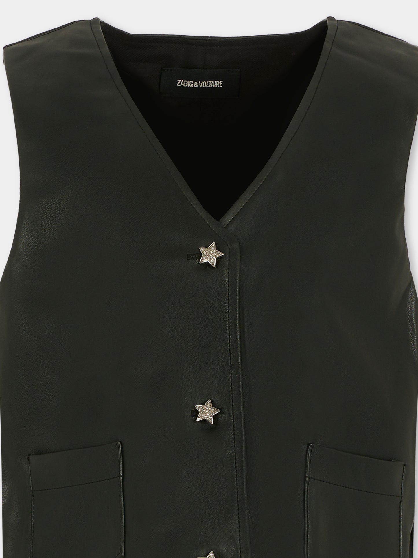 Gilet nero per bambina con stelle,Zadig & Voltaire Kids,X60454 09B