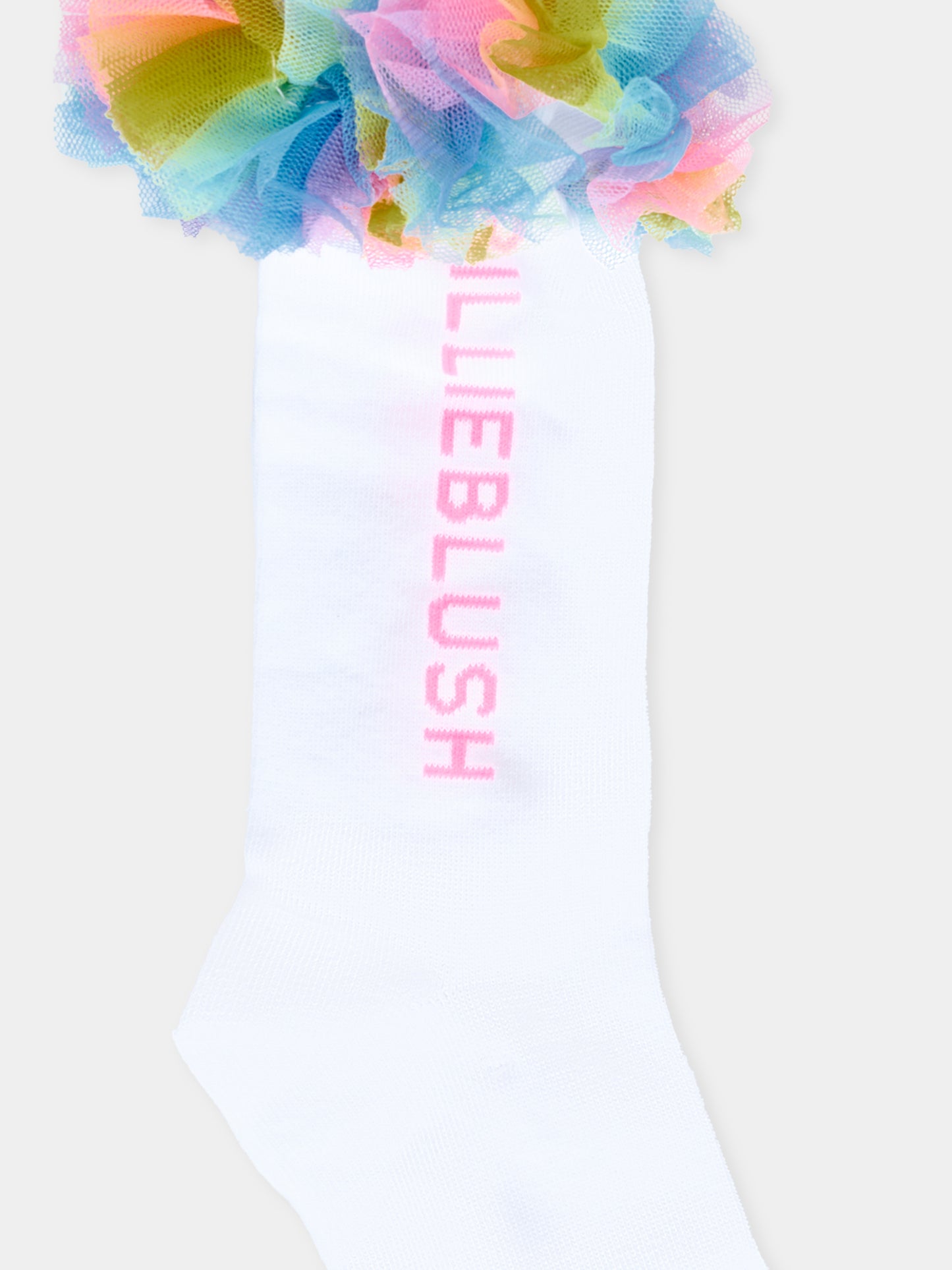 Calze bianche per bambina con logo,Billieblush,U21518 10P