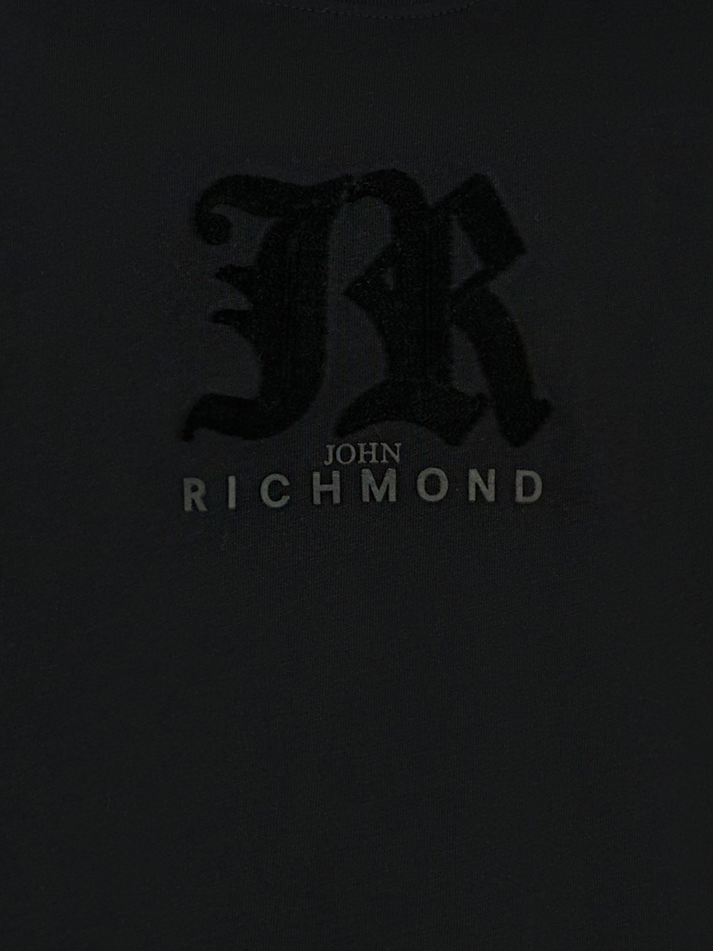 T-shirt nera per bambino con logo in velluto,Richmond,RBA25008TS BLACK