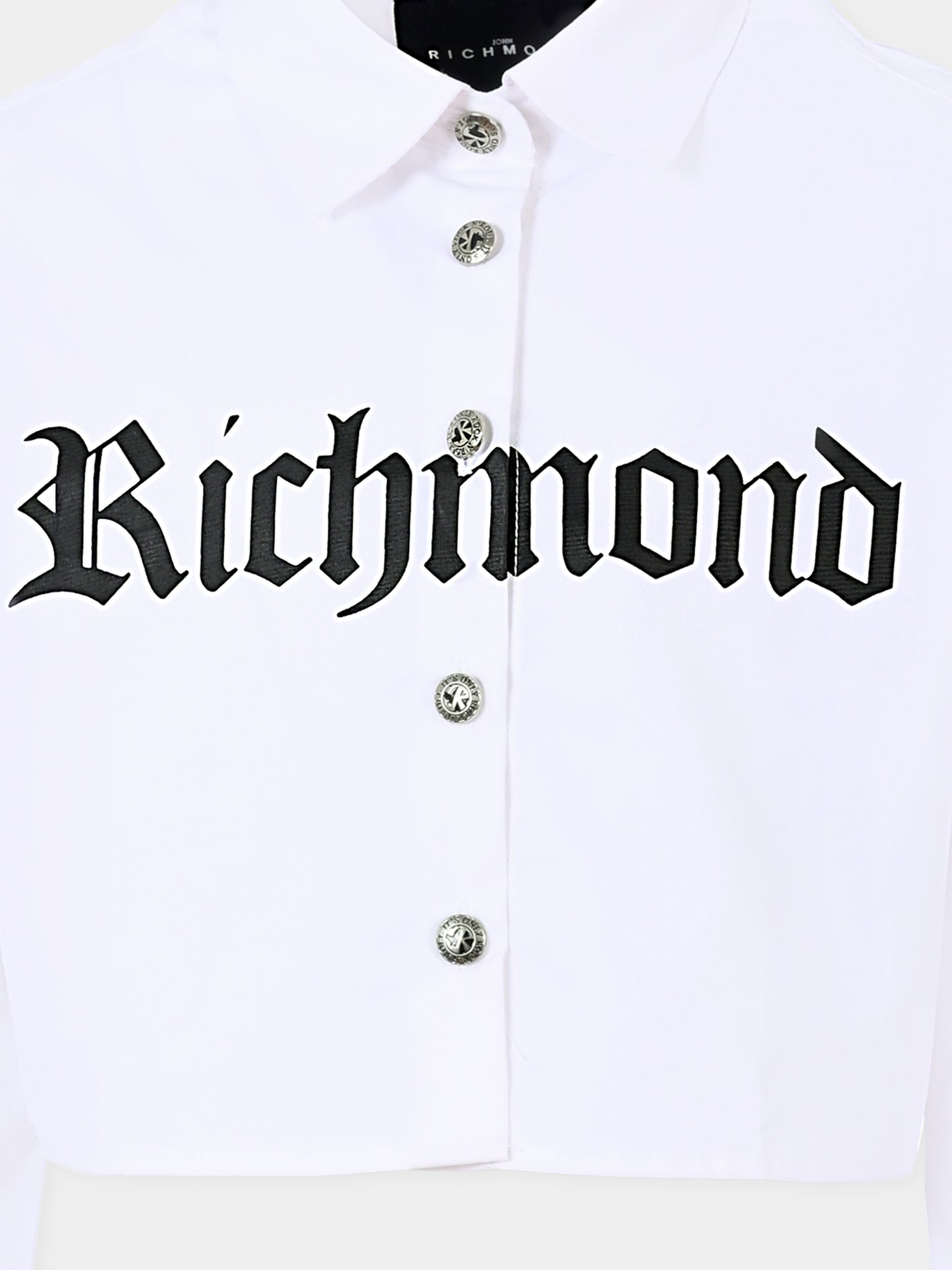 Camicia crop bianca per bambina con logo,Richmond,RGA25116CA WHITE