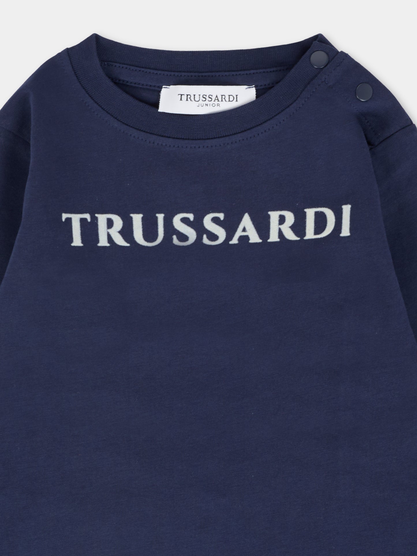 T-shirt blu per neonato con logo,Trussardi Junior,TIA25017TS PEACOAT