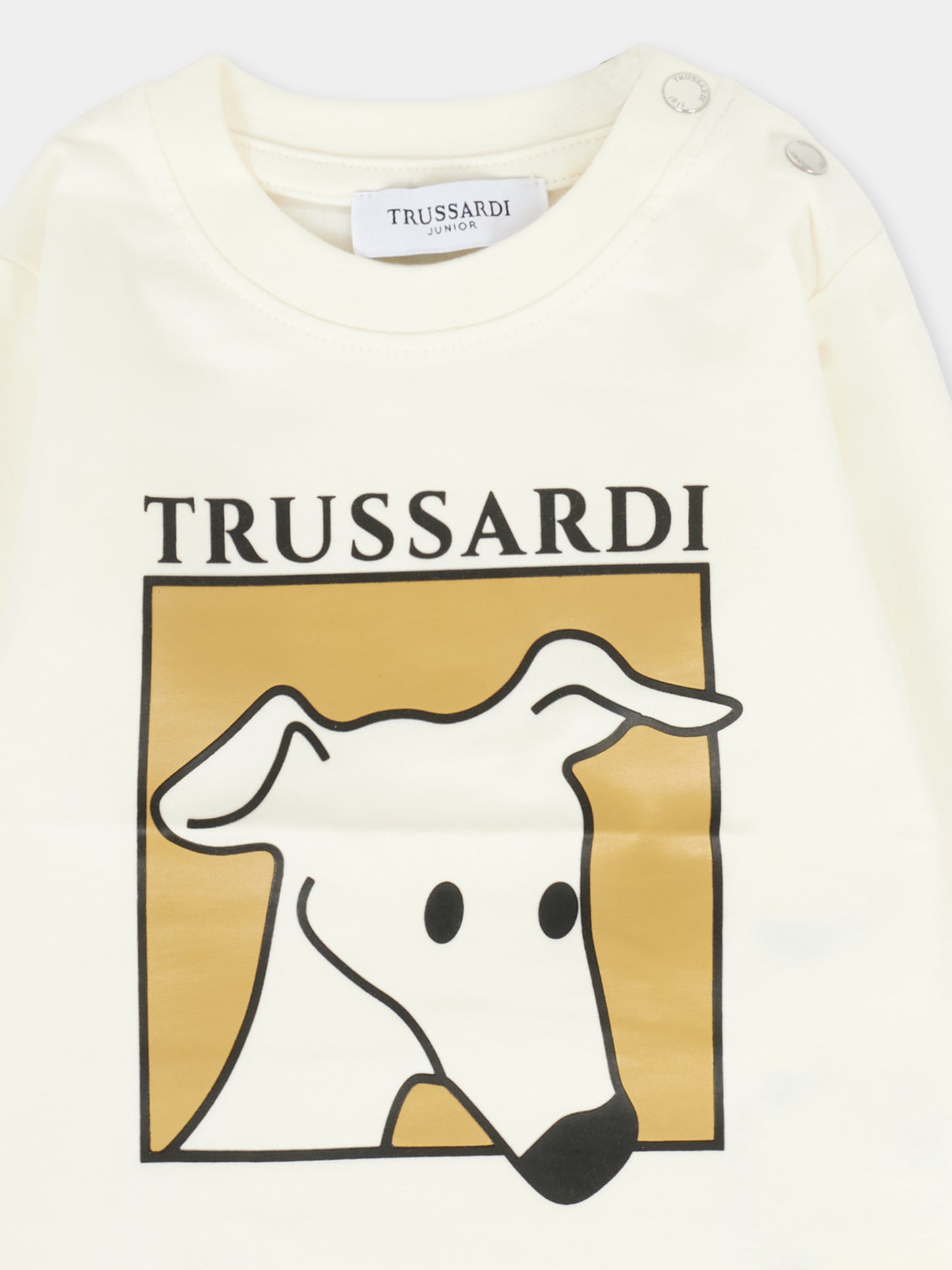 T-shirt avorio per neonato con cane,Trussardi Junior,TIA25085TS OFF-WHITE
