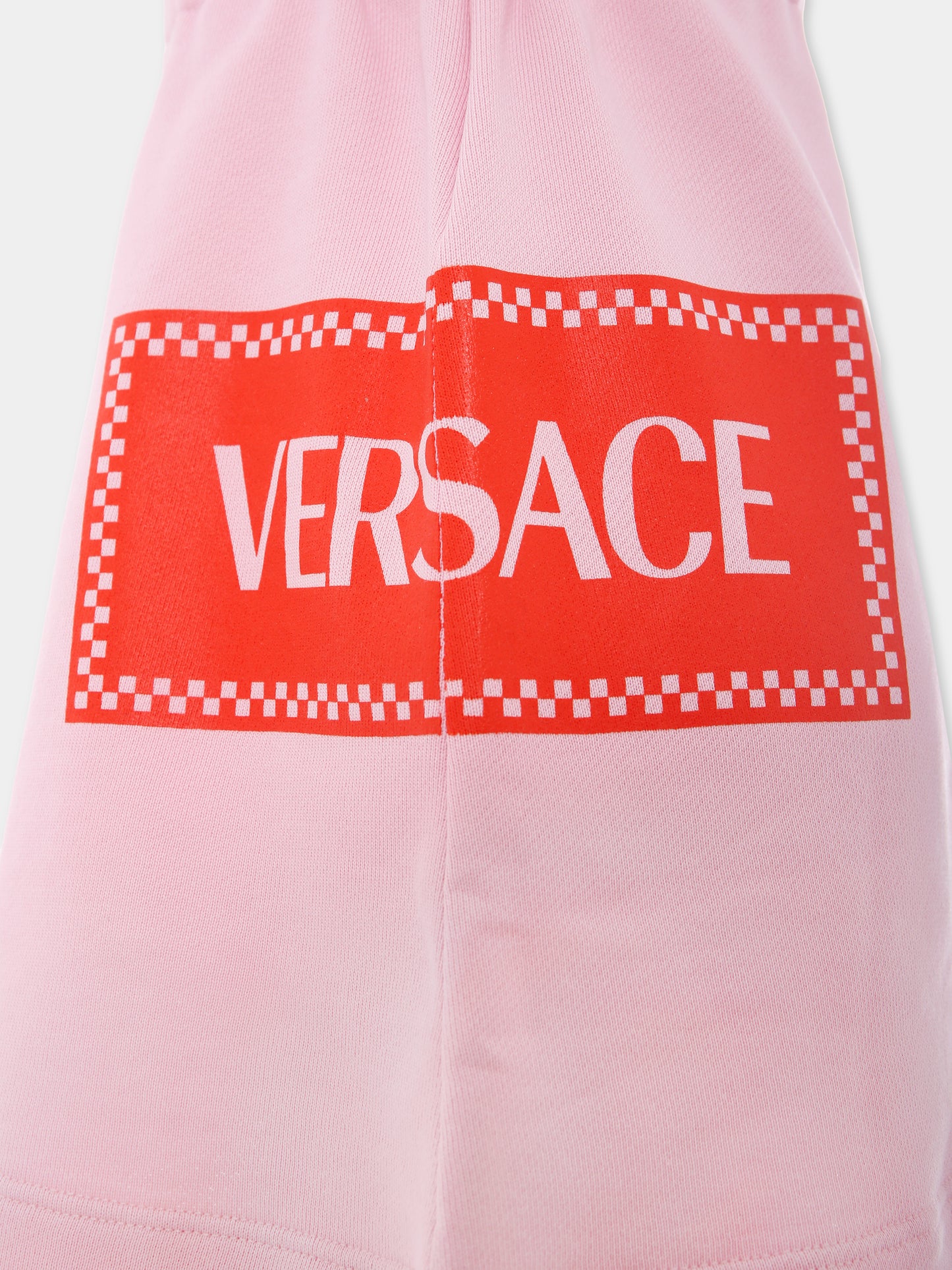 Vestito rosa con '90s vintage logo per bambina,Versace,1020028 1A13182 2PZ60