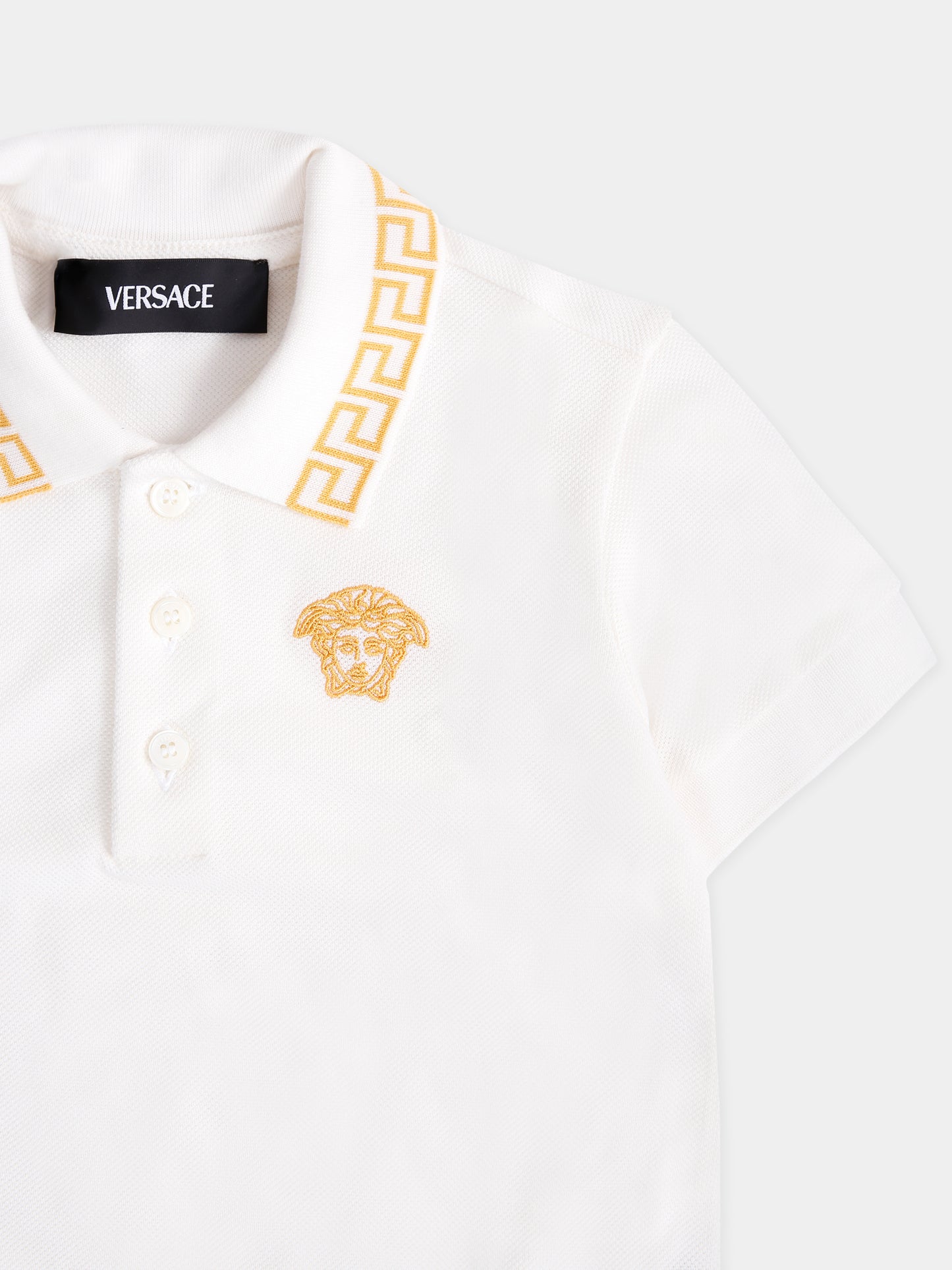 Ivory polo shirt with Medusa fro baby boy