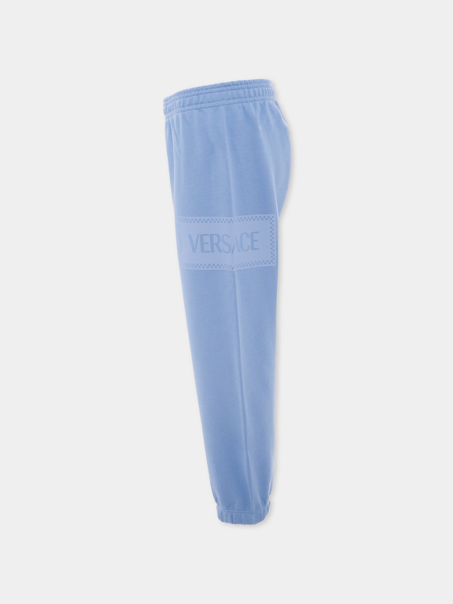 Pantaloni sportivi celeste con '90s vintage logo per bambino,Versace,1021069 1A13182 2V300