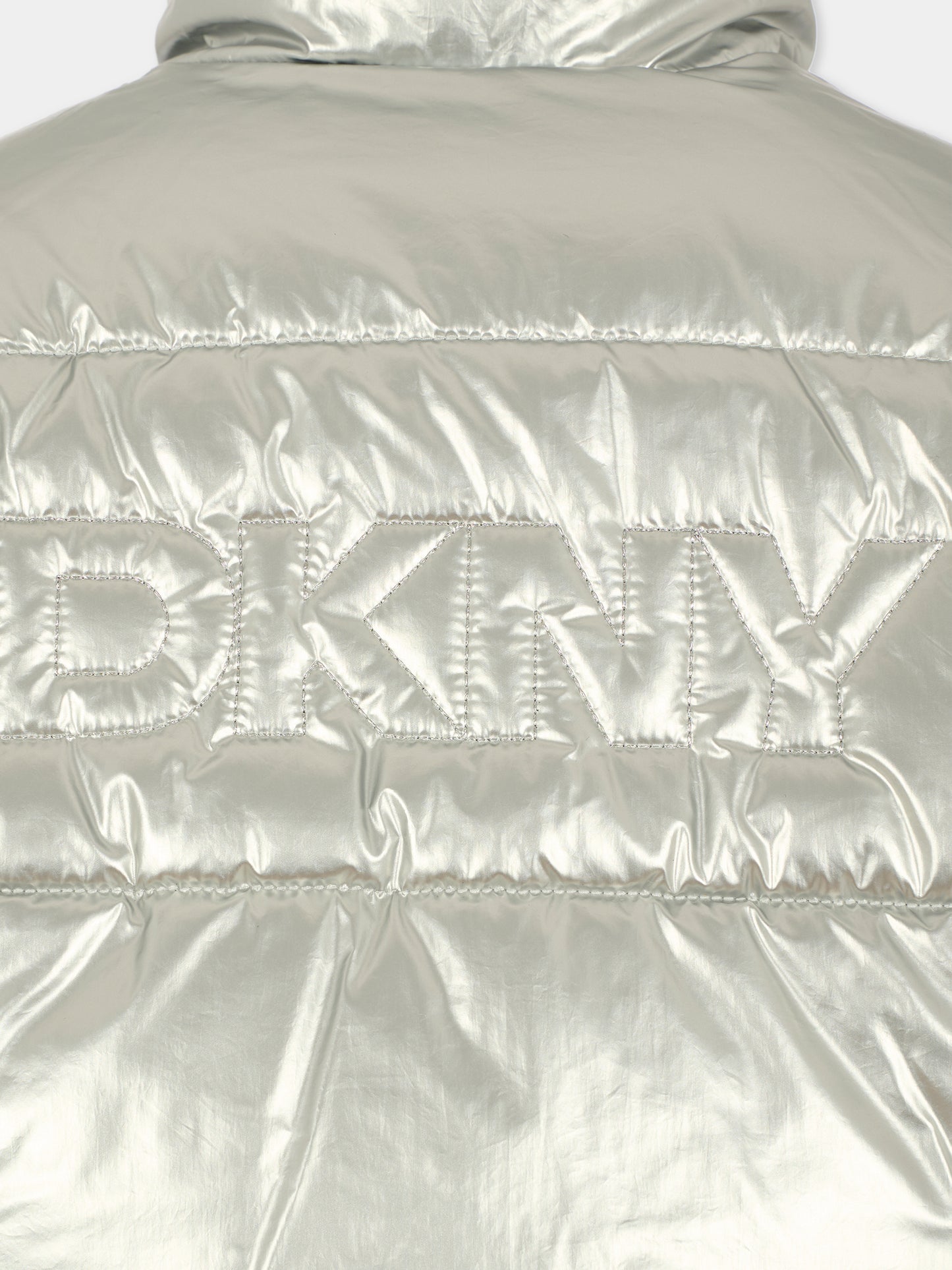 Piumino reversibile nero per bambina con logo,Dkny,D62381 09B